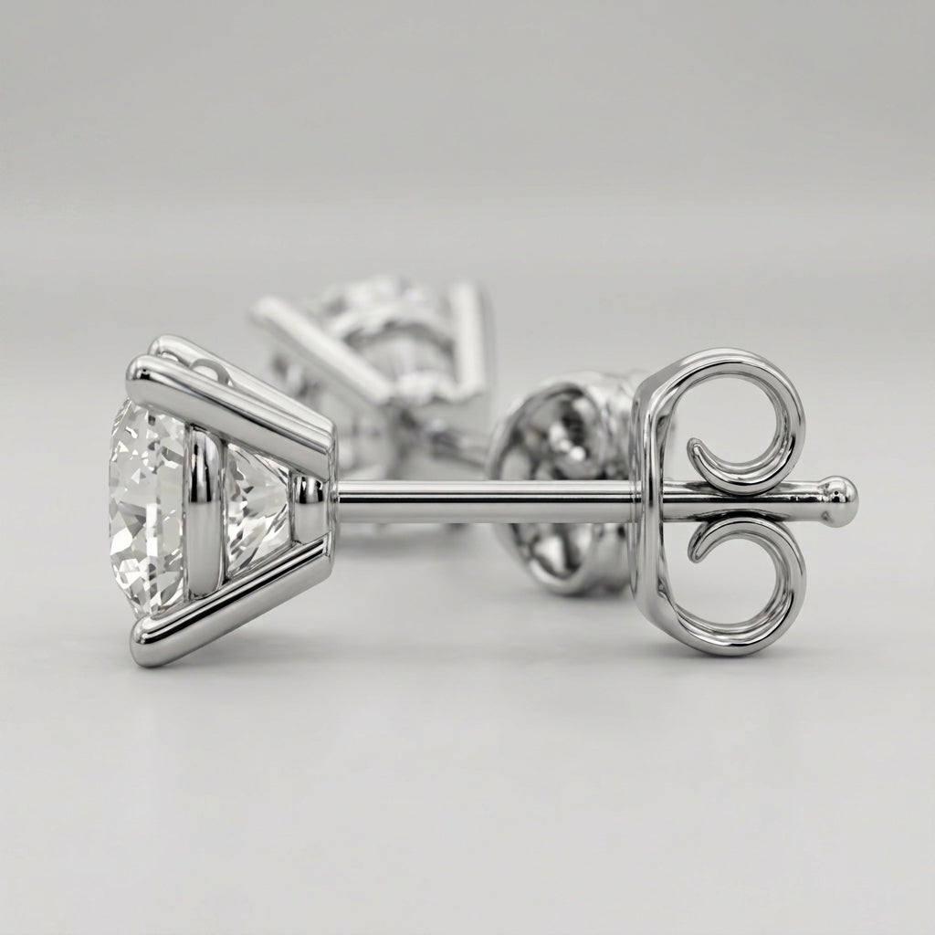 Minimalist Round Cut Lab Grown Diamond Prong Set Stud Earrings