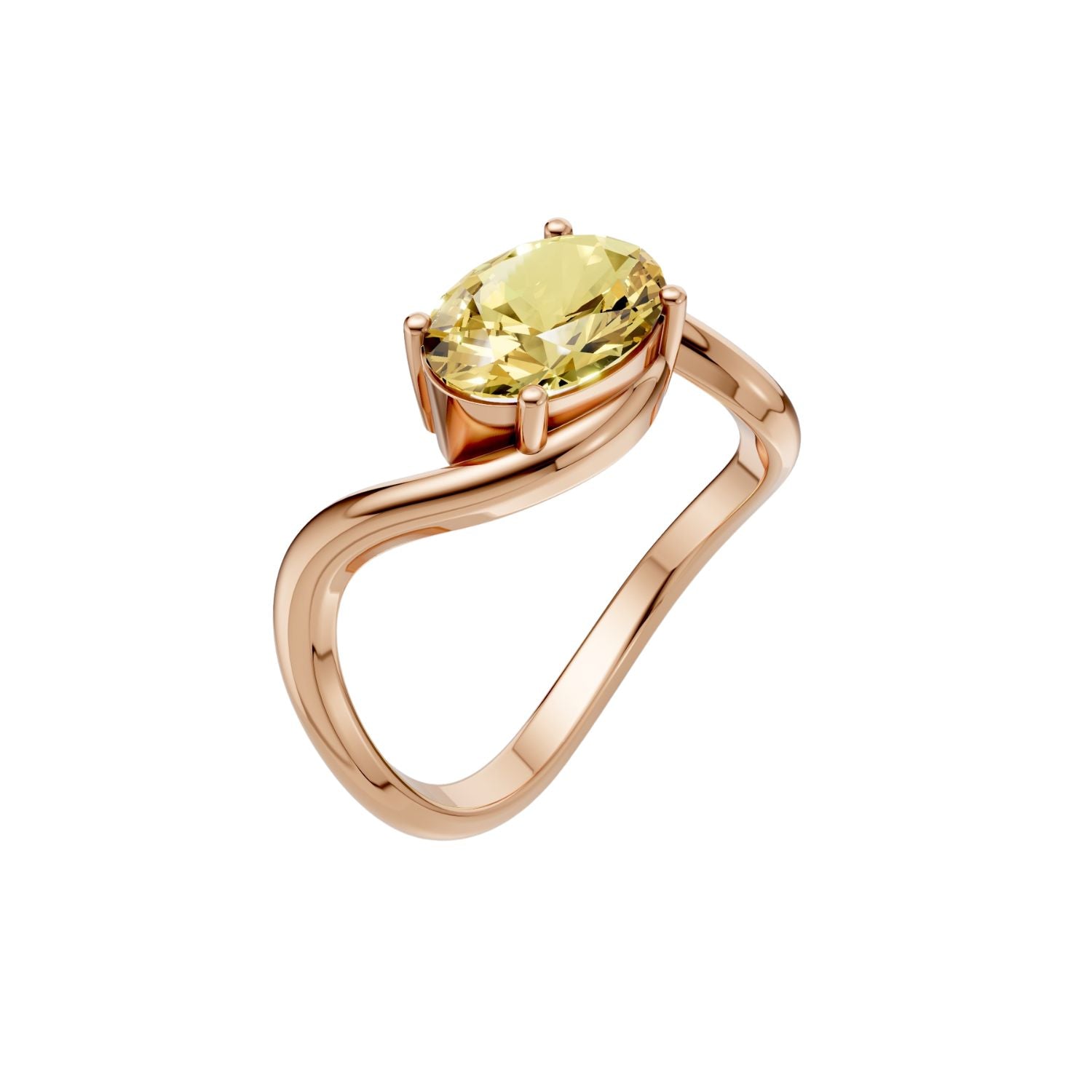Minimalist Solitaire Oval Diamond Ring in 14K Yellow Gold
