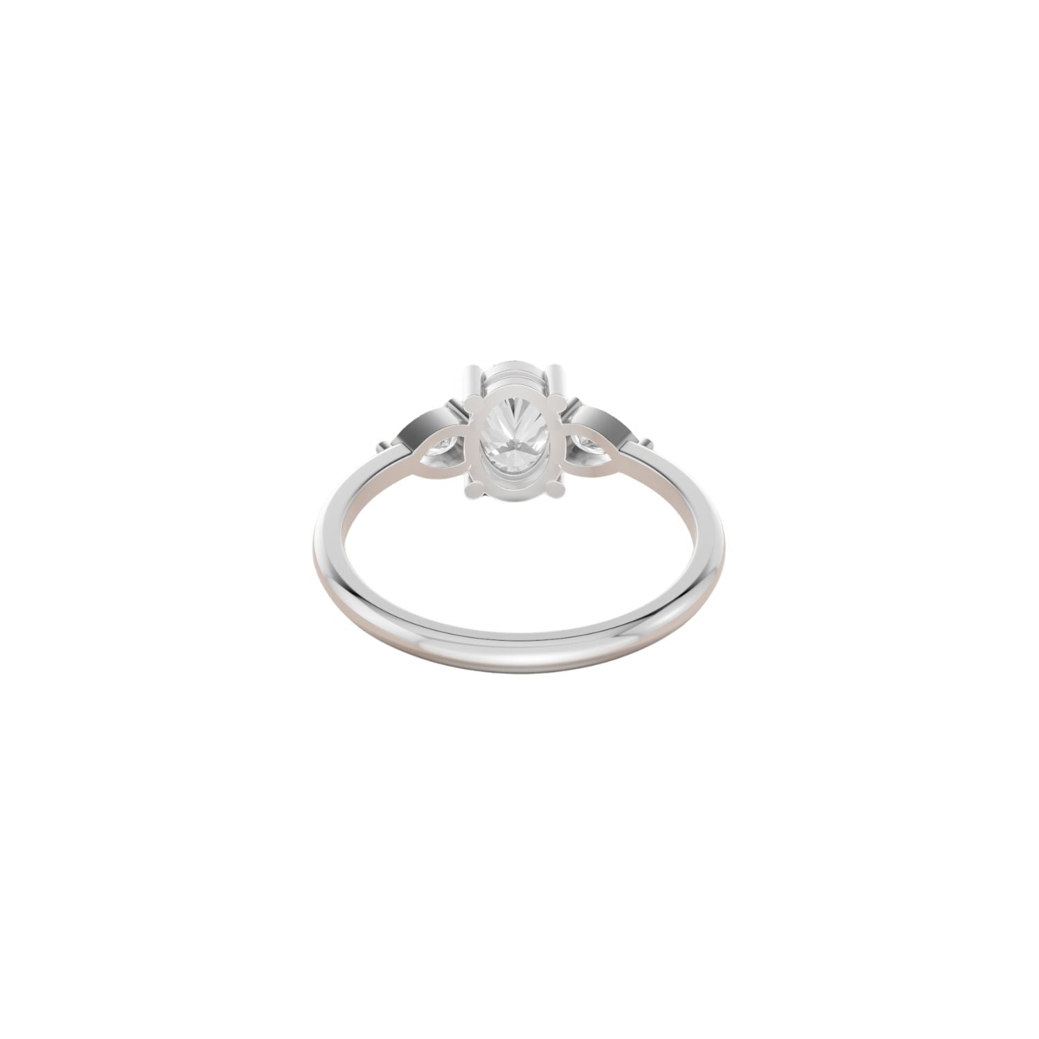 Lab Diamond Three-Stone Ring – Oval Center with Princess Accents in 14K Yellow Gold