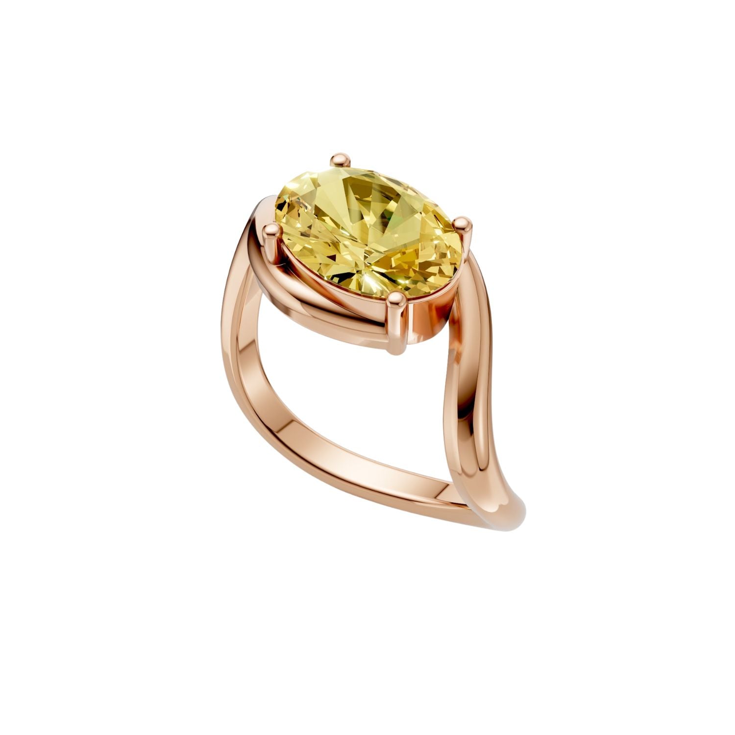 Minimalist Solitaire Oval Diamond Ring in 14K Yellow Gold