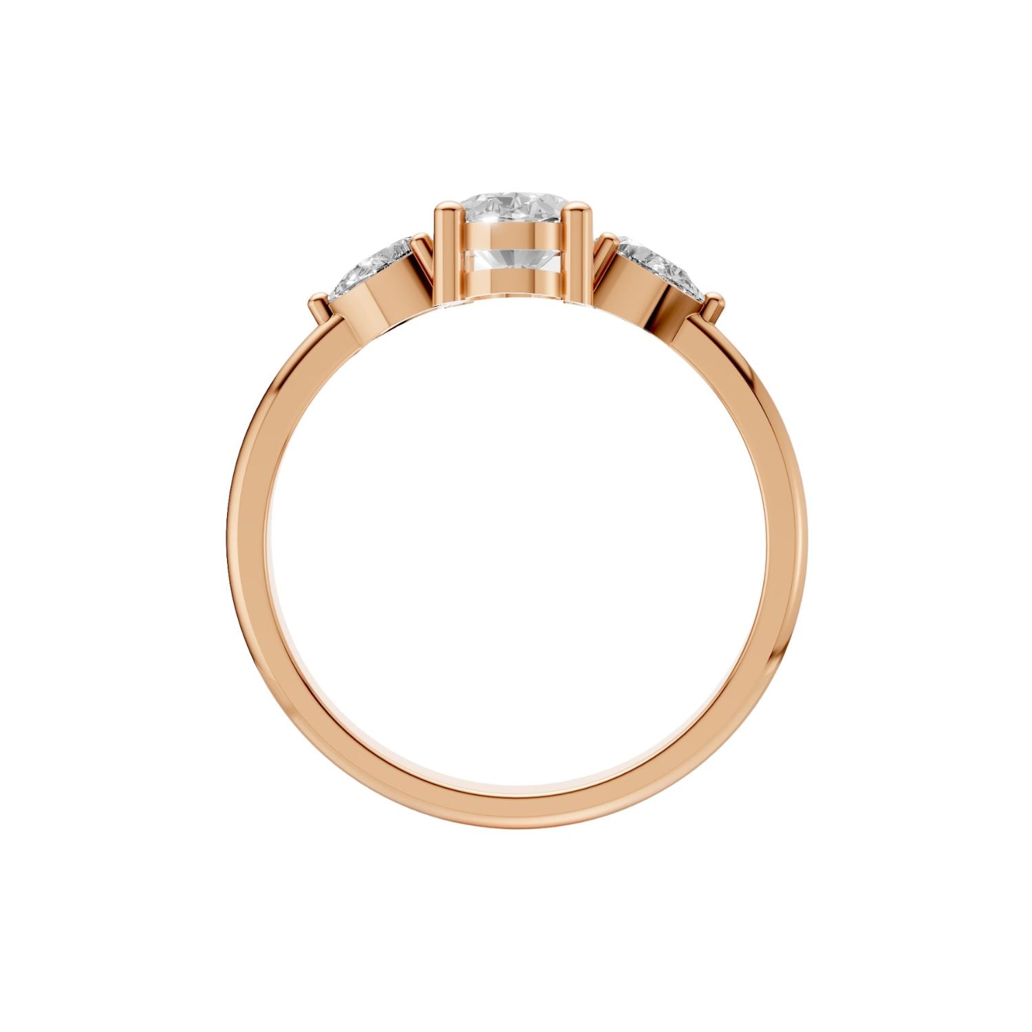 Lab Diamond Three-Stone Ring – Oval Center with Princess Accents in 14K Yellow Gold