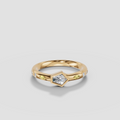 Bullet Cut Diamond Bezel Ring with Yellow Diamond Accents in 14K Gold