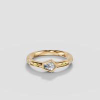 Bullet Cut Diamond Bezel Ring with Yellow Diamond Accents in 14K Gold