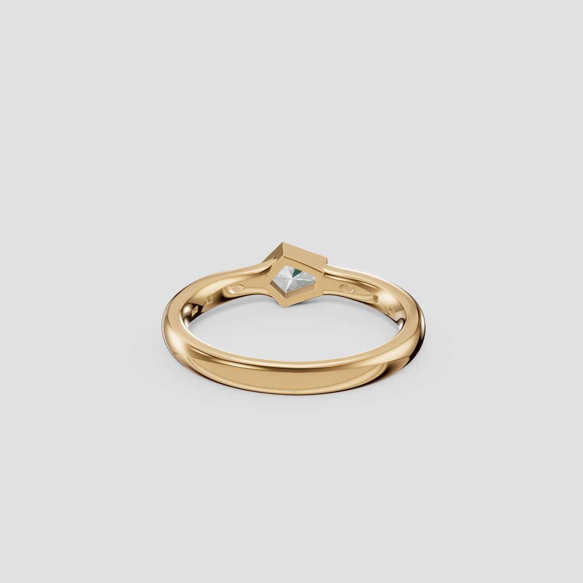 Bullet Cut Diamond Bezel Ring with Yellow Diamond Accents in 14K Gold