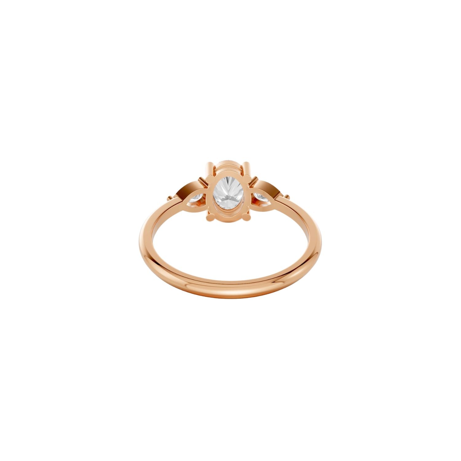 Lab Diamond Three-Stone Ring – Oval Center with Princess Accents in 14K Yellow Gold