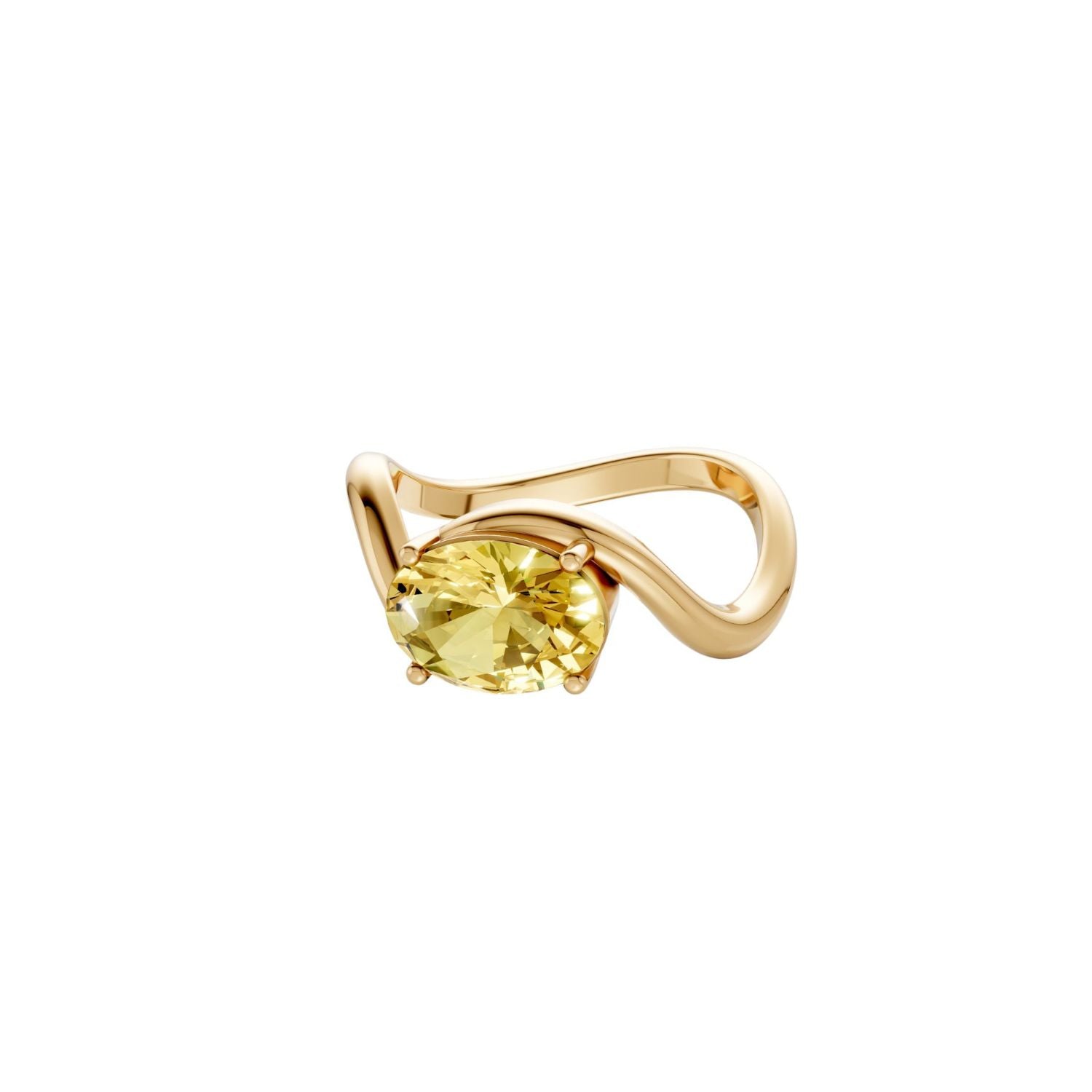 Minimalist Solitaire Oval Diamond Ring in 14K Yellow Gold