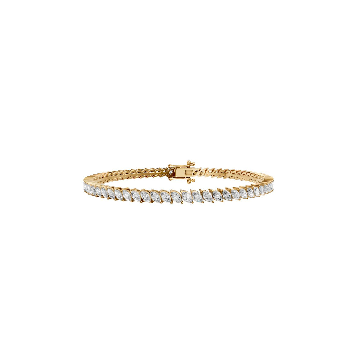 Marquise Cut Lab Diamond Bezel Set Minimalist Tennis Bracelet