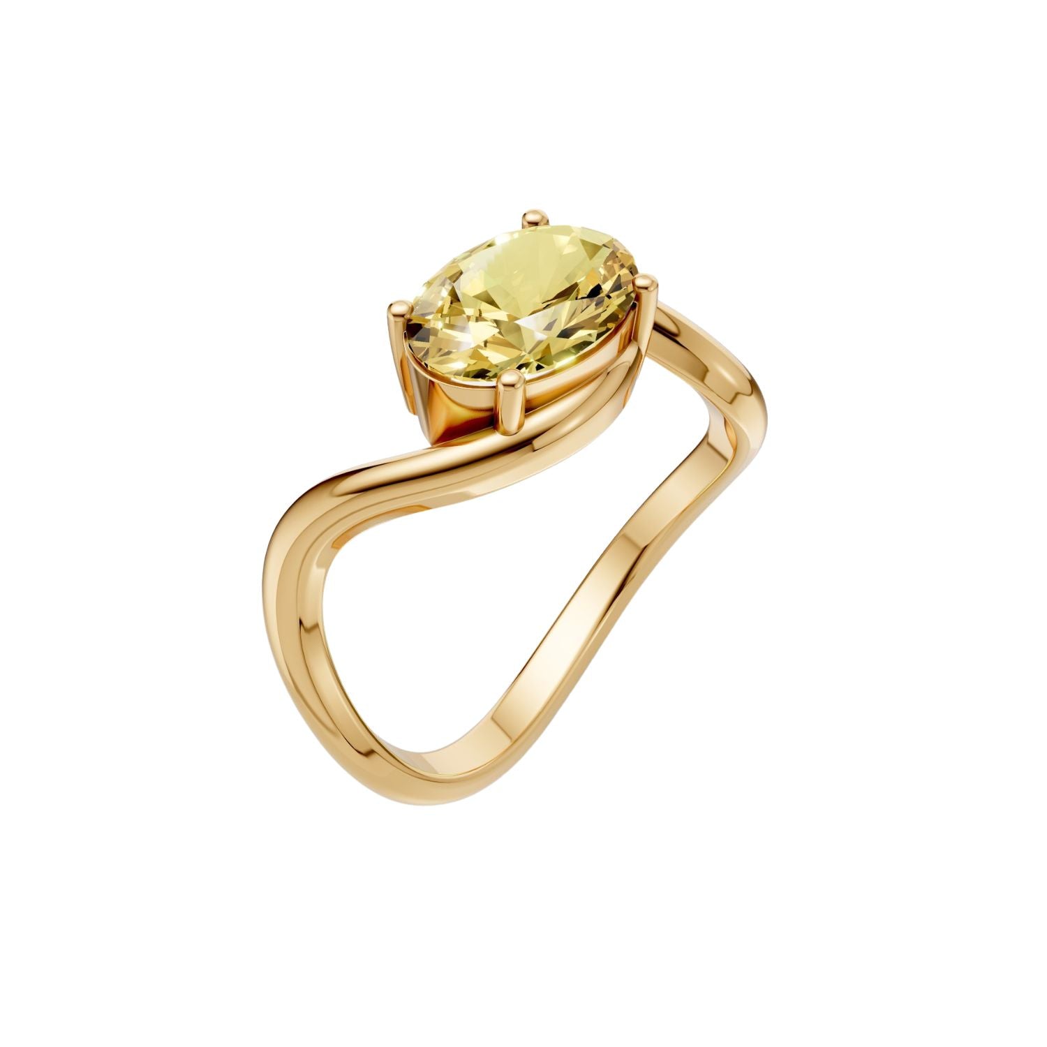 Minimalist Solitaire Oval Diamond Ring in 14K Yellow Gold