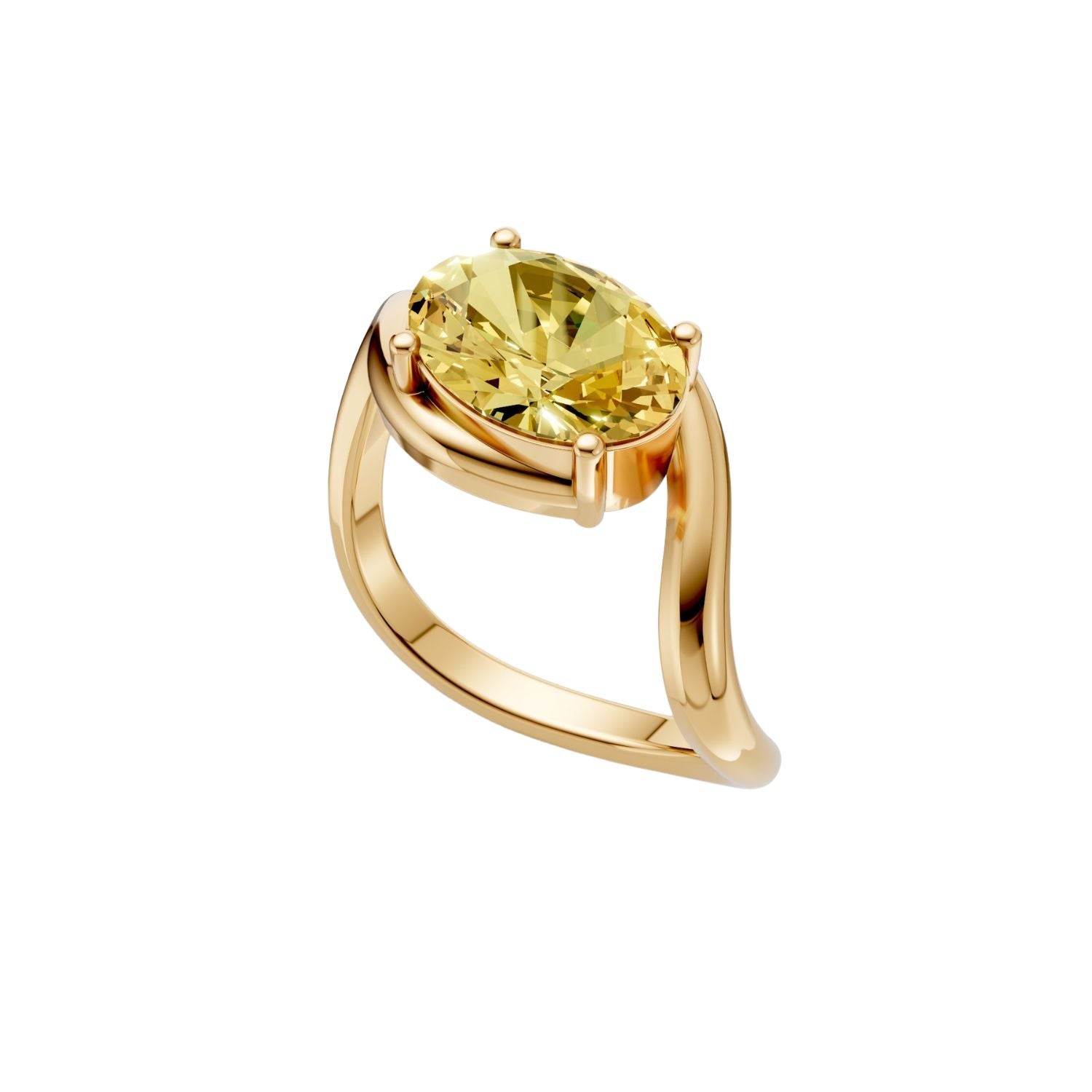 Minimalist Solitaire Oval Diamond Ring in 14K Yellow Gold