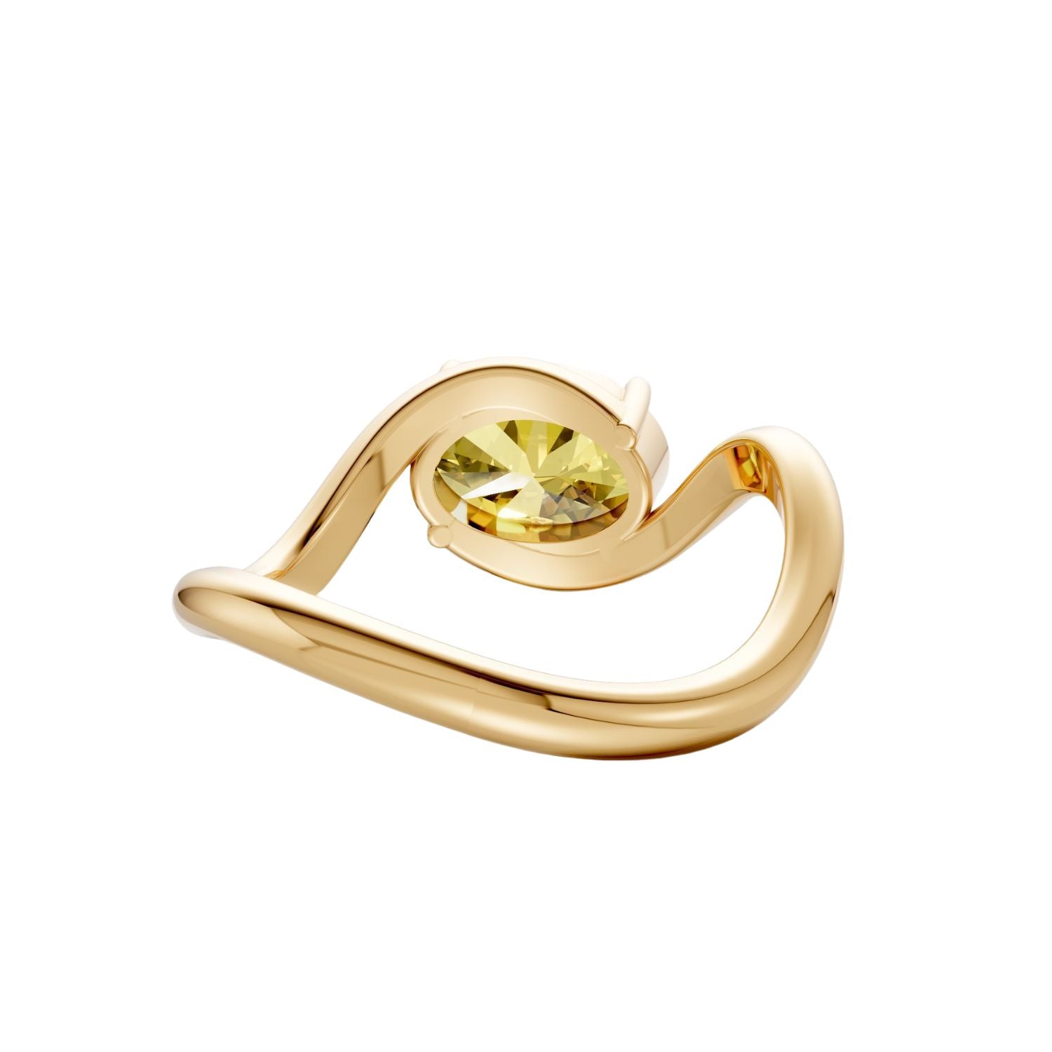 Minimalist Solitaire Oval Diamond Ring in 14K Yellow Gold
