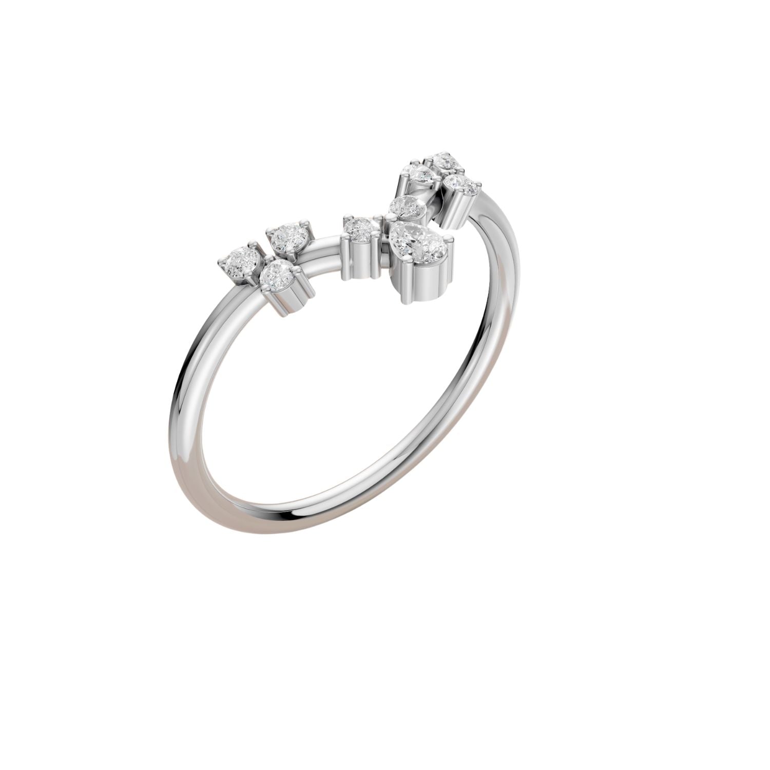 Lab Diamond V-Shape Cluster Ring in 14K Yellow Gold