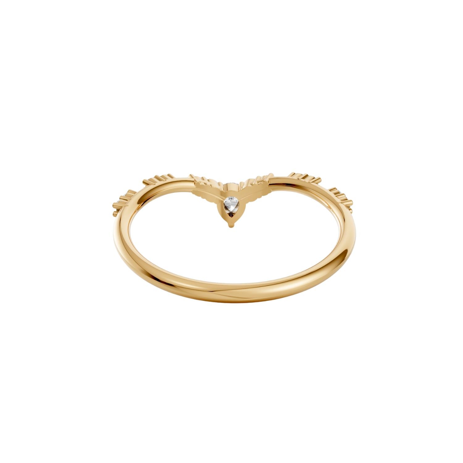 Multi Cut Lab Diamond Chevron Promise Ring in 14K Yellow Solid Gold