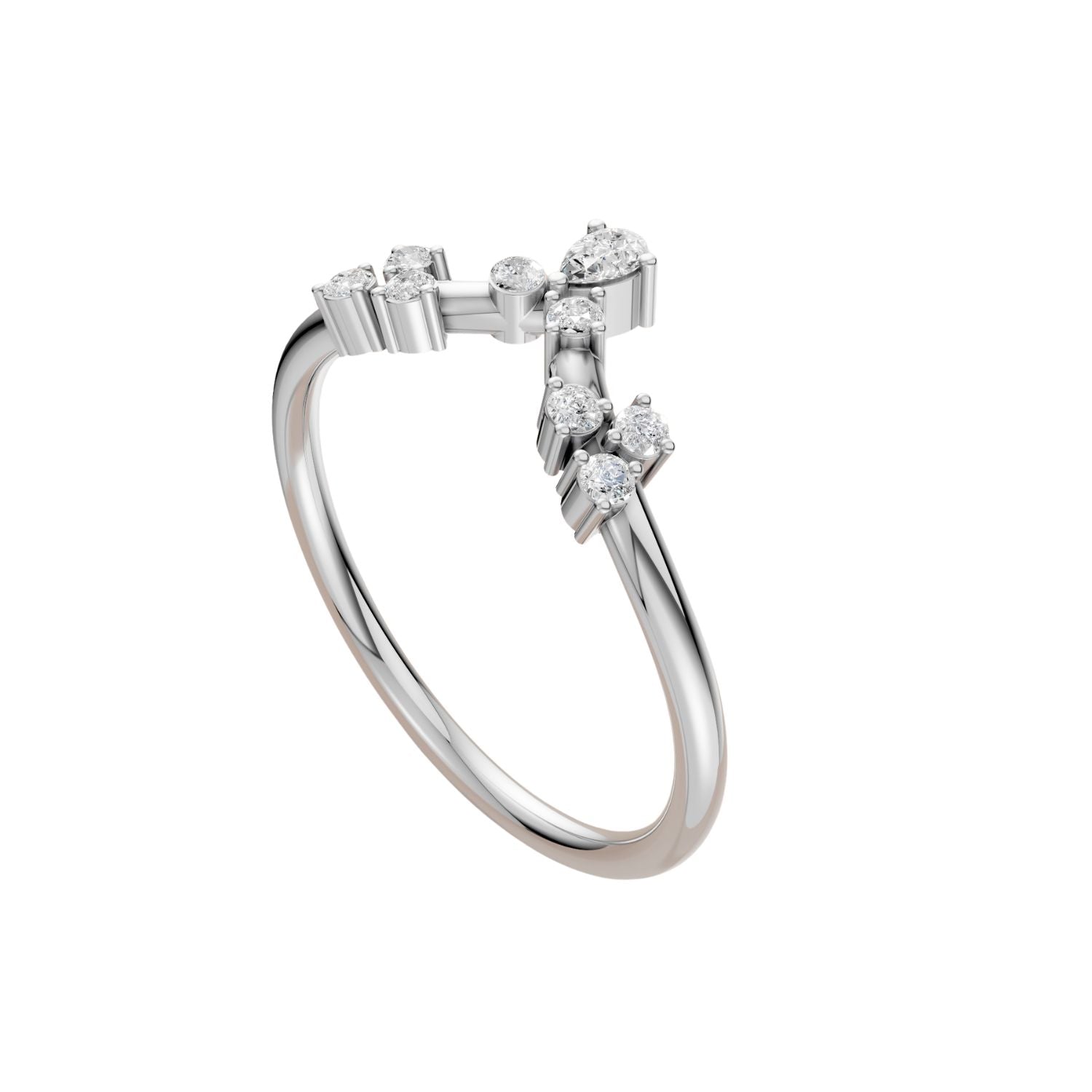 Lab Diamond V-Shape Cluster Ring in 14K Yellow Gold