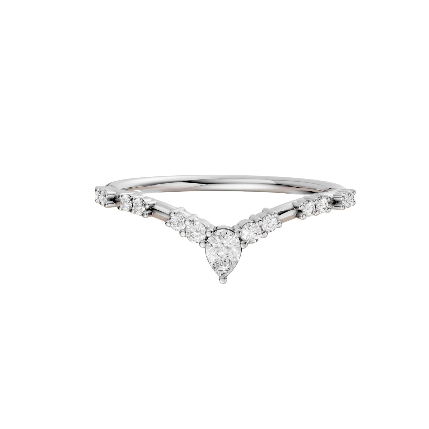 Multi Cut Lab Diamond Chevron Promise Ring in 14K Yellow Solid Gold