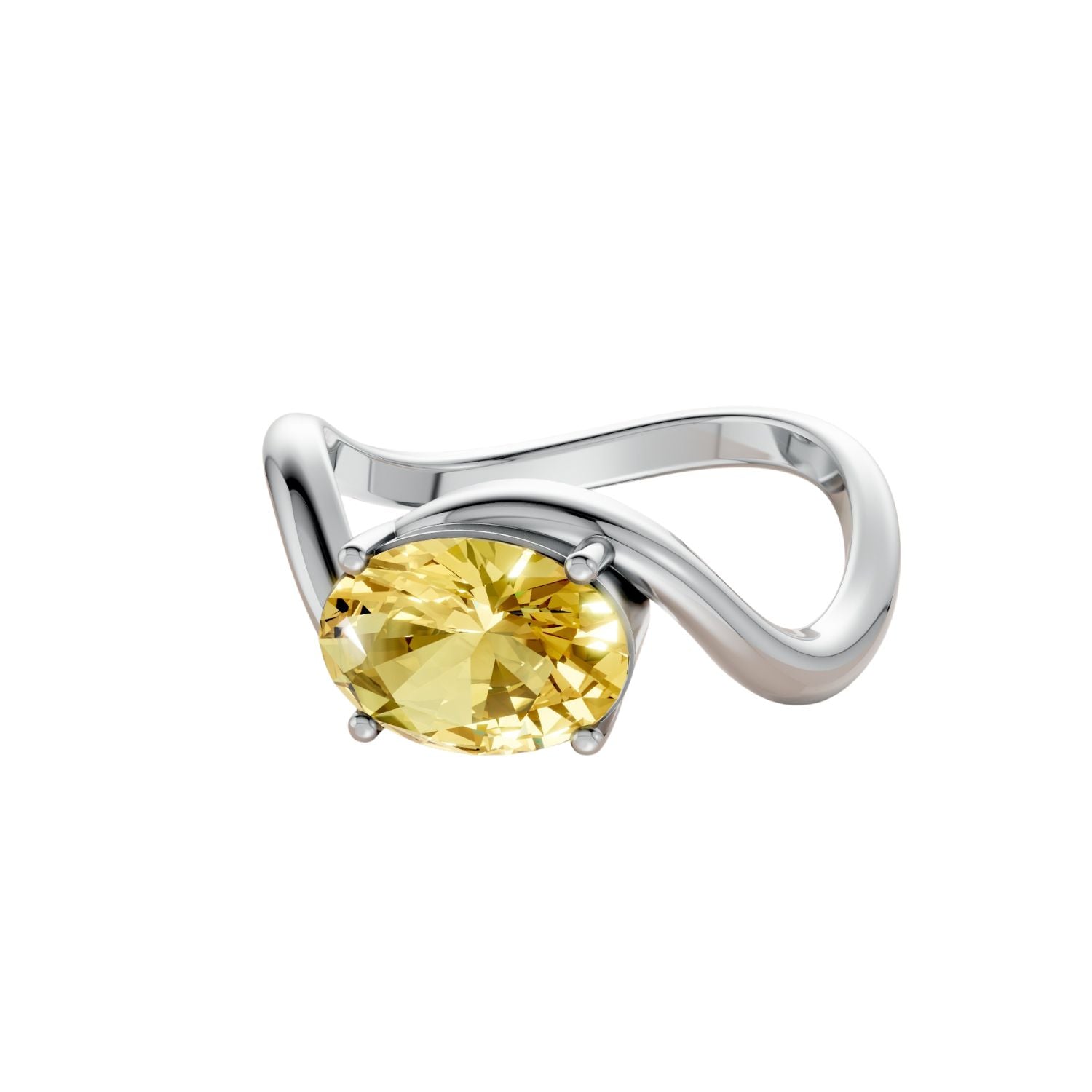 Minimalist Solitaire Oval Diamond Ring in 14K Yellow Gold