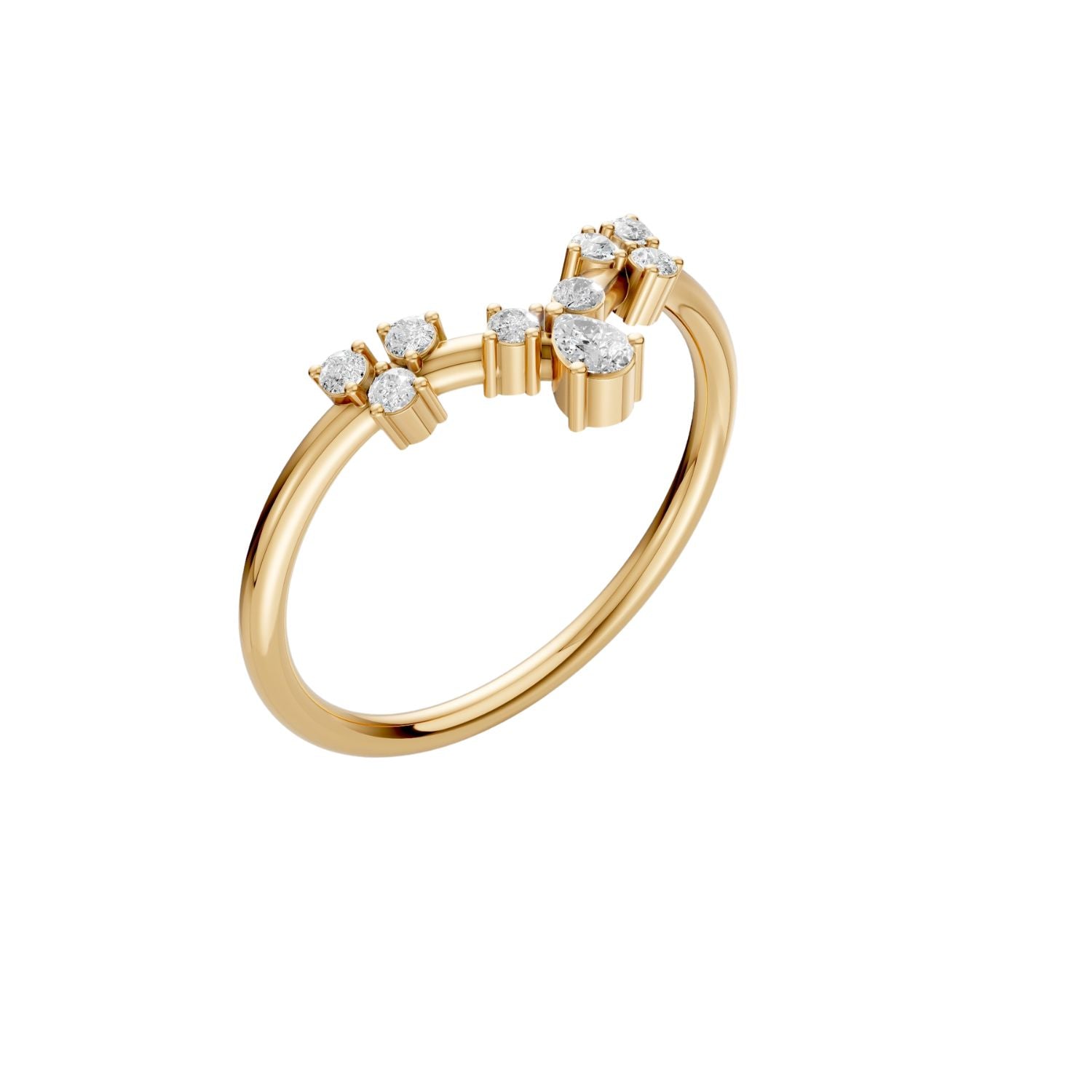 Lab Diamond V-Shape Cluster Ring in 14K Yellow Gold