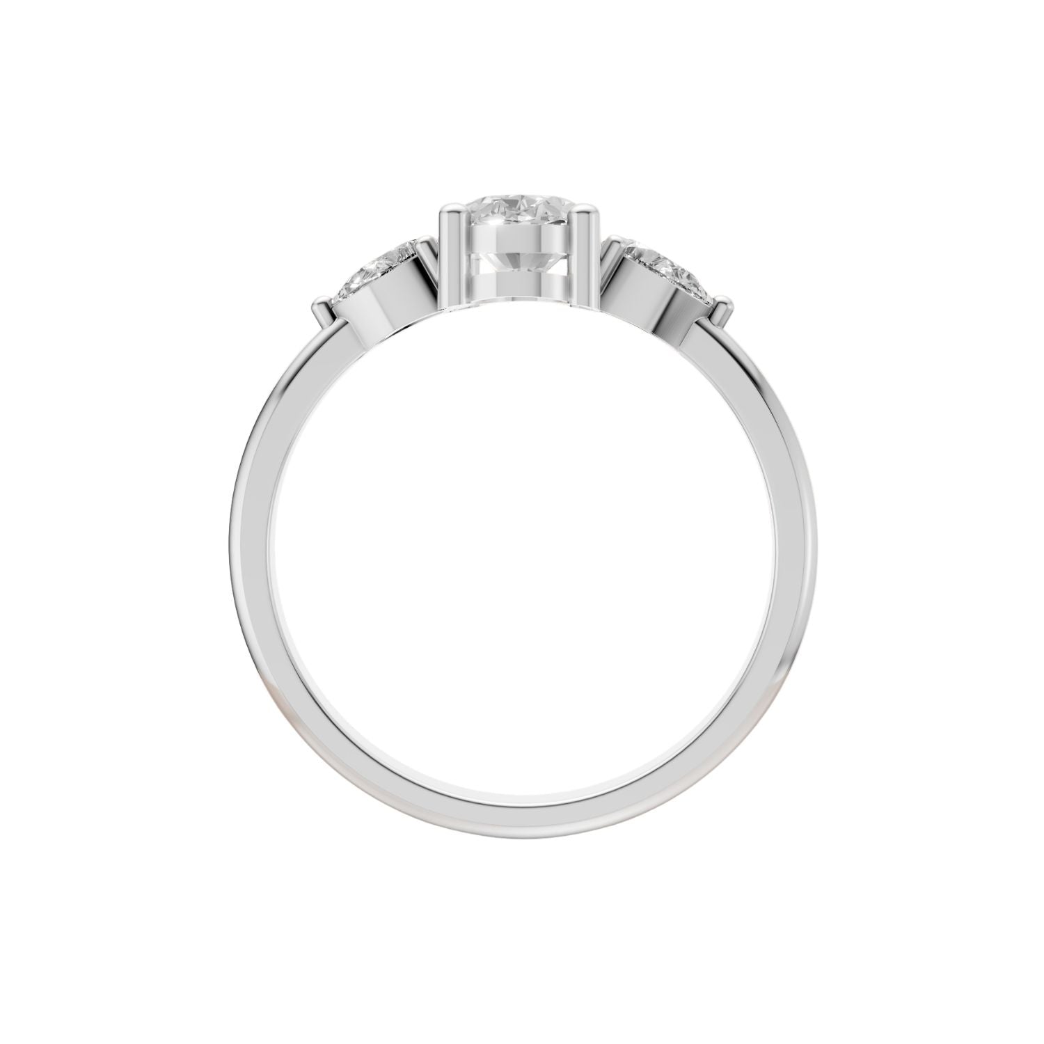 Lab Diamond Three-Stone Ring – Oval Center with Princess Accents in 14K Yellow Gold