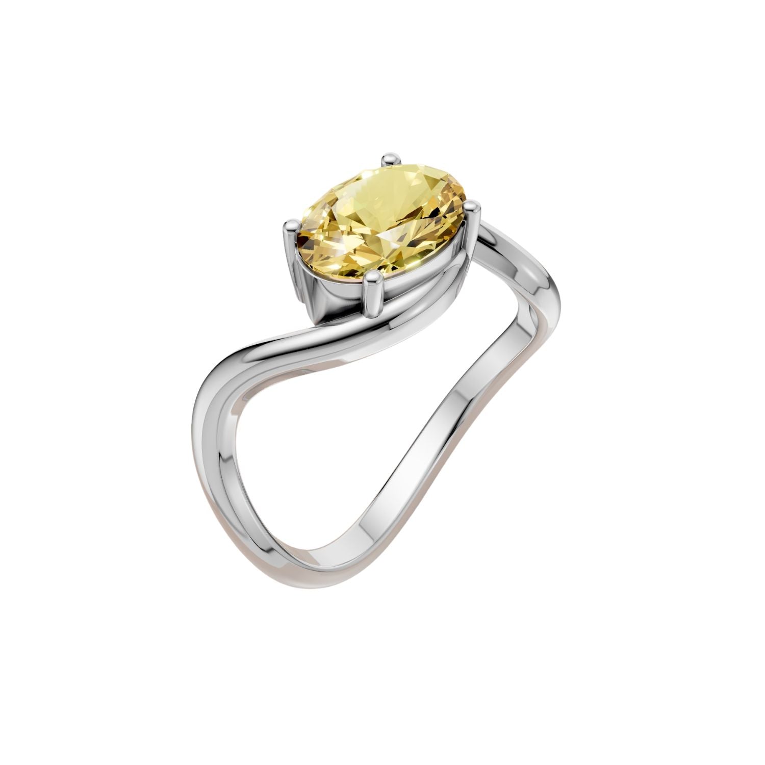 Minimalist Solitaire Oval Diamond Ring in 14K Yellow Gold