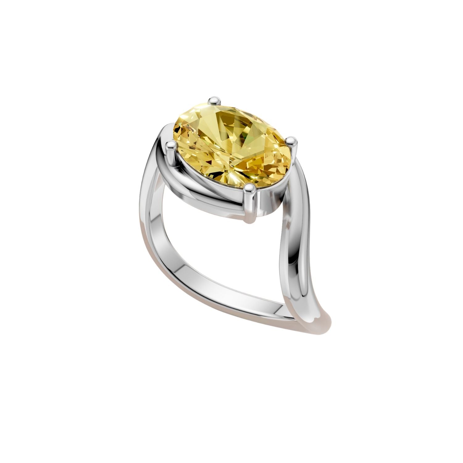 Minimalist Solitaire Oval Diamond Ring in 14K Yellow Gold