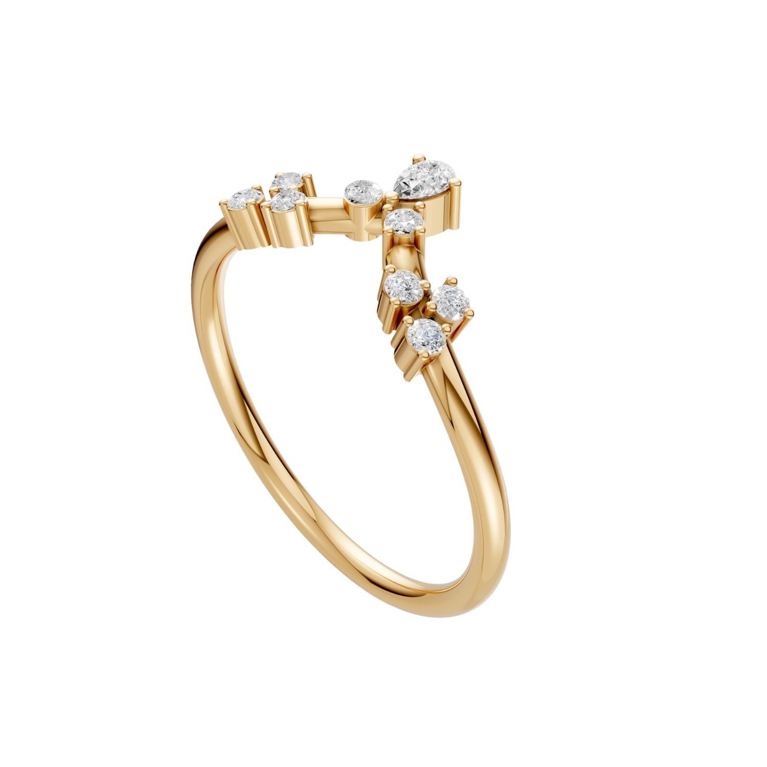 Lab Diamond V-Shape Cluster Ring in 14K Yellow Gold