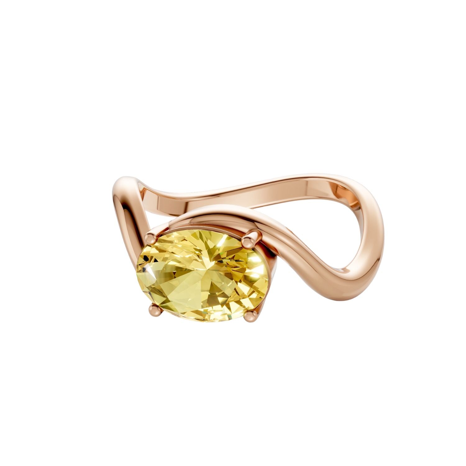 Minimalist Solitaire Oval Diamond Ring in 14K Yellow Gold
