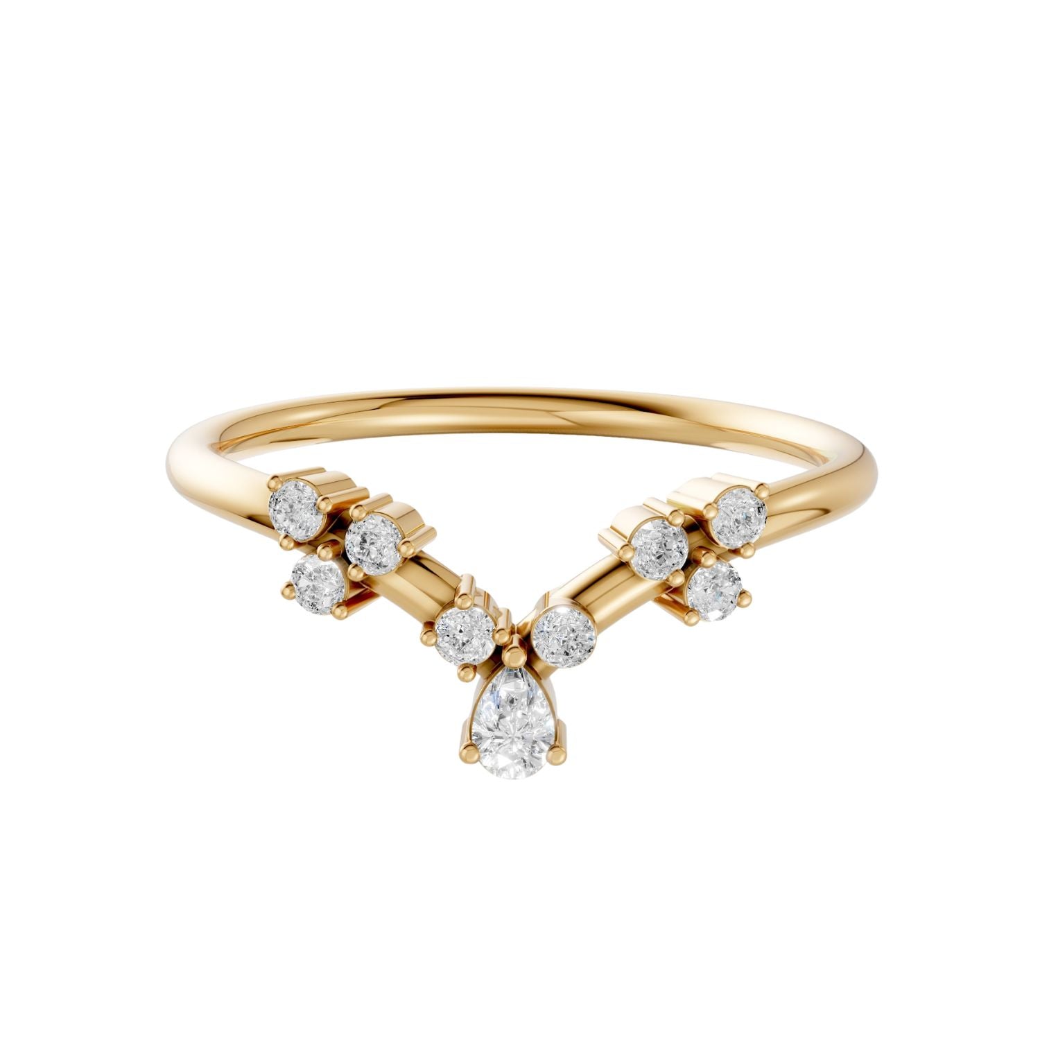 Lab Diamond V-Shape Cluster Ring in 14K Yellow Gold