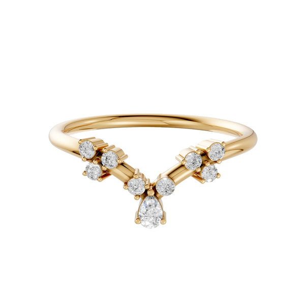Lab Diamond V-Shape Cluster Ring in 14K Yellow Gold