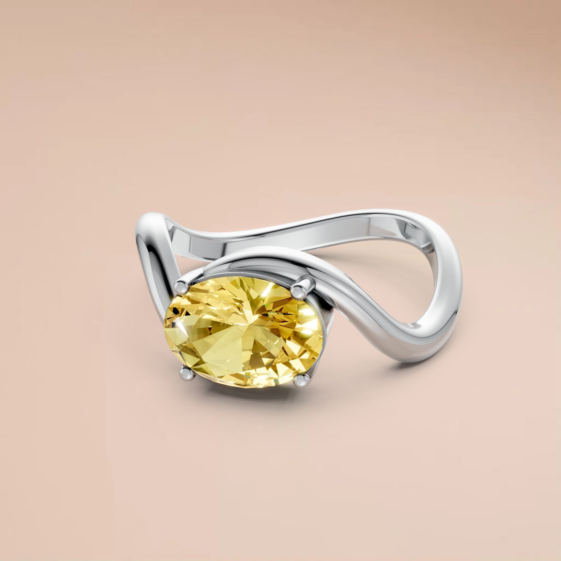 Minimalist Solitaire Oval Diamond Ring in 14K Yellow Gold