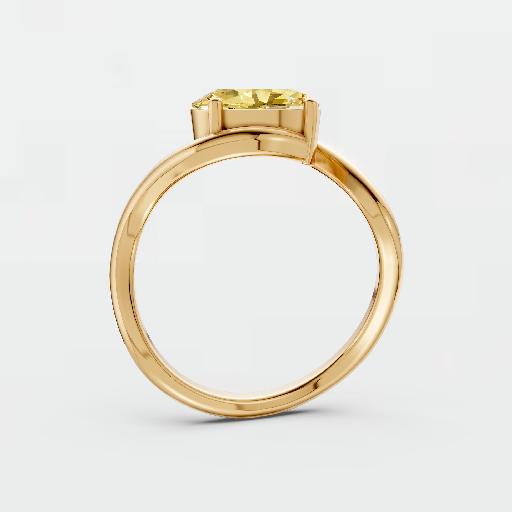 Minimalist Solitaire Oval Diamond Ring in 14K Yellow Gold