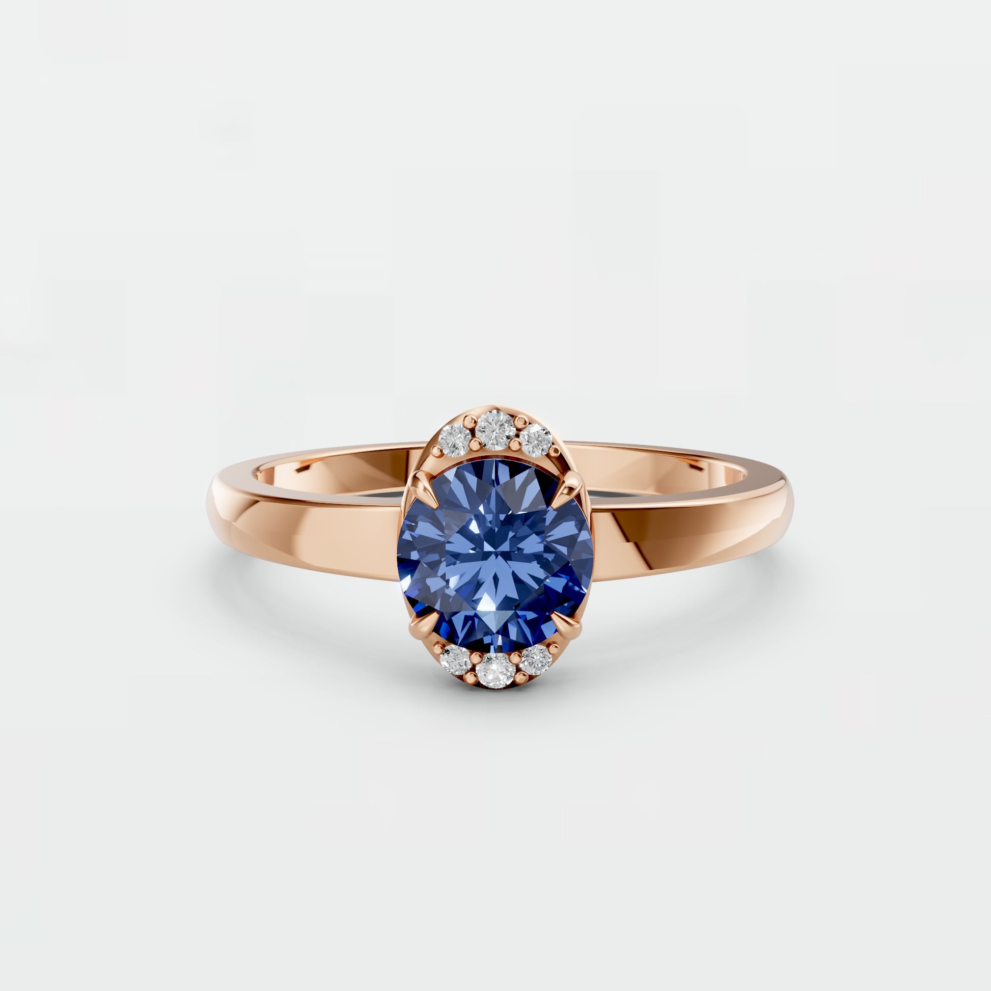 0.83 CT Oval Blue Lab Diamond Ring – Promise Gift for Her