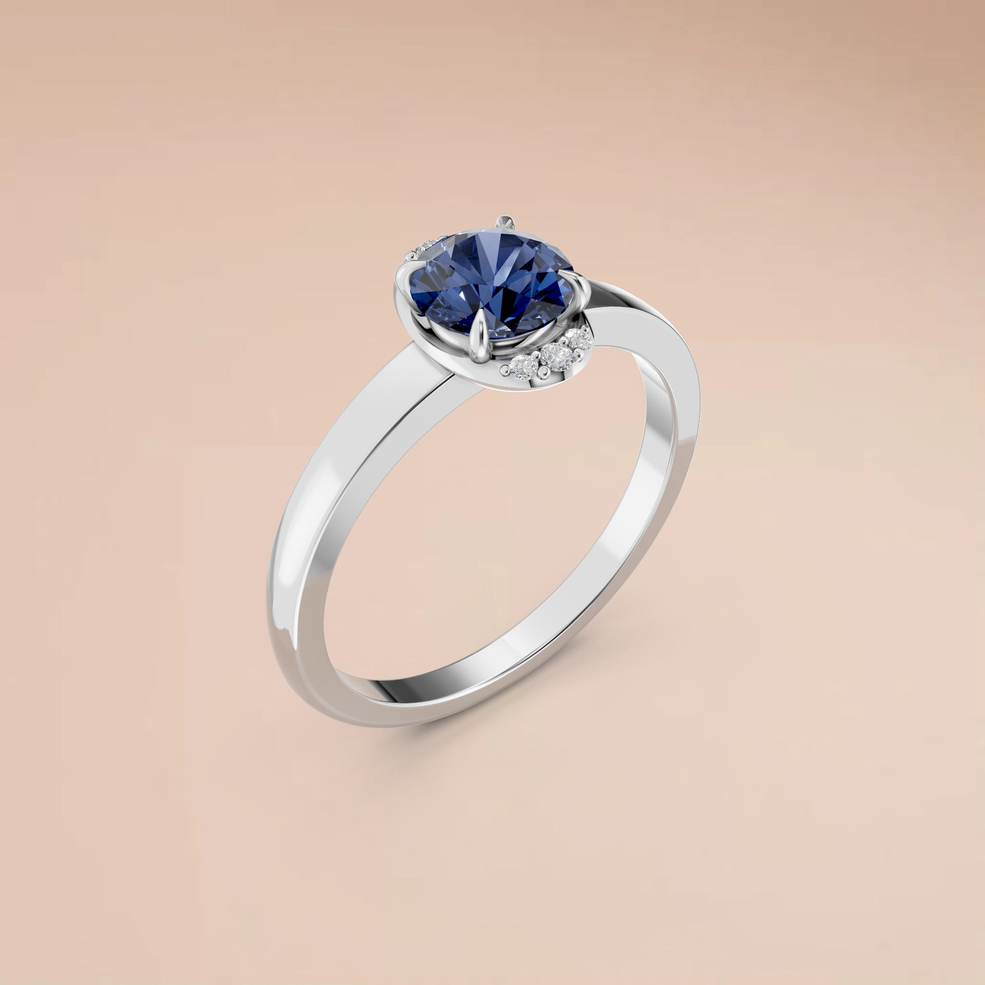 0.83 CT Oval Blue Lab Diamond Ring – Promise Gift for Her