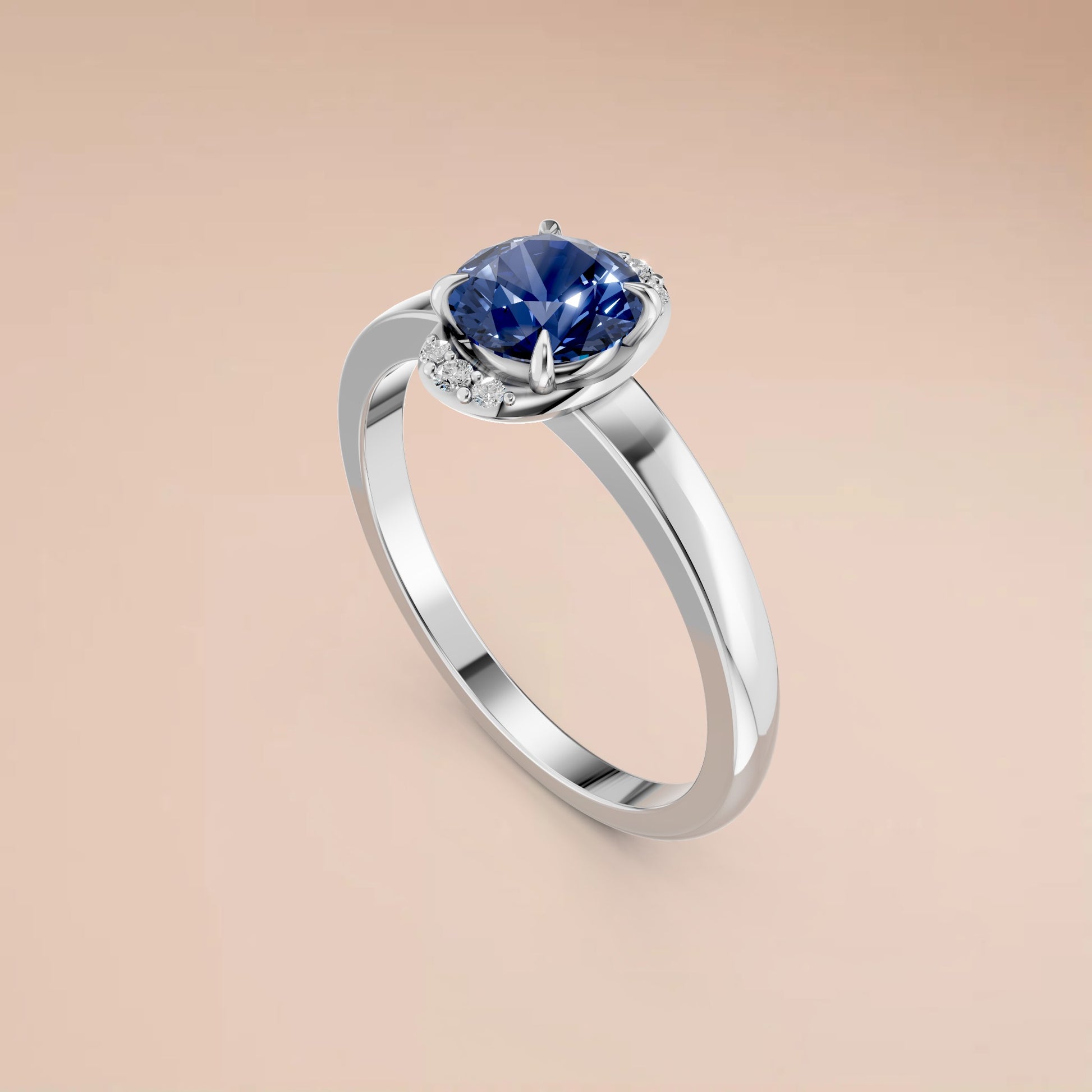 0.83 CT Oval Blue Lab Diamond Ring – Promise Gift for Her