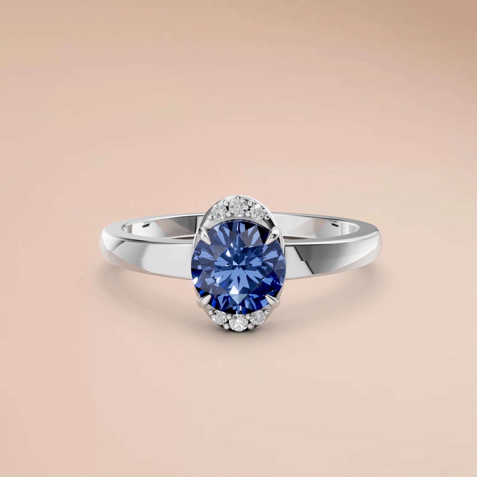 0.83 CT Oval Blue Lab Diamond Ring – Promise Gift for Her