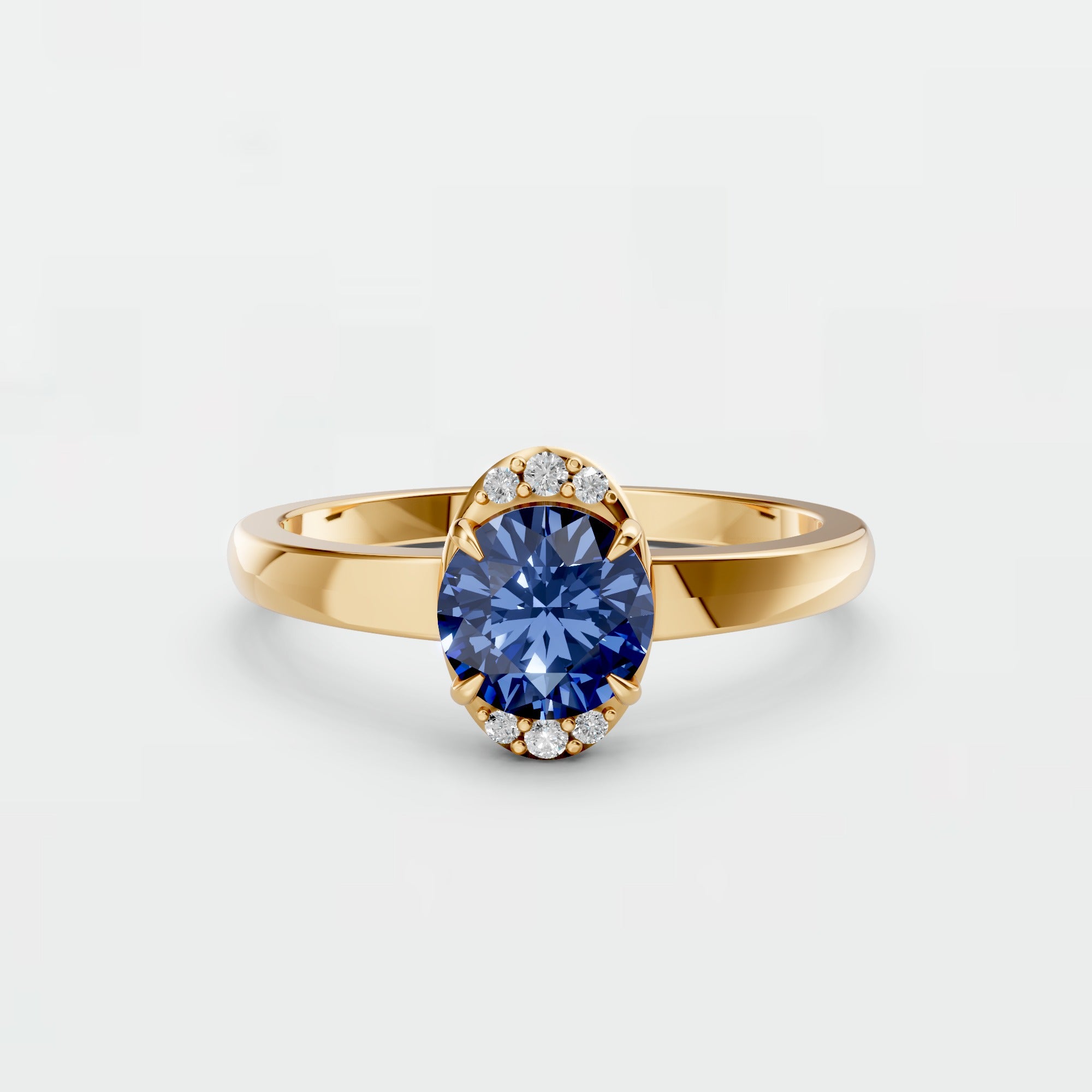 0.83 CT Oval Blue Lab Diamond Ring – Promise Gift for Her