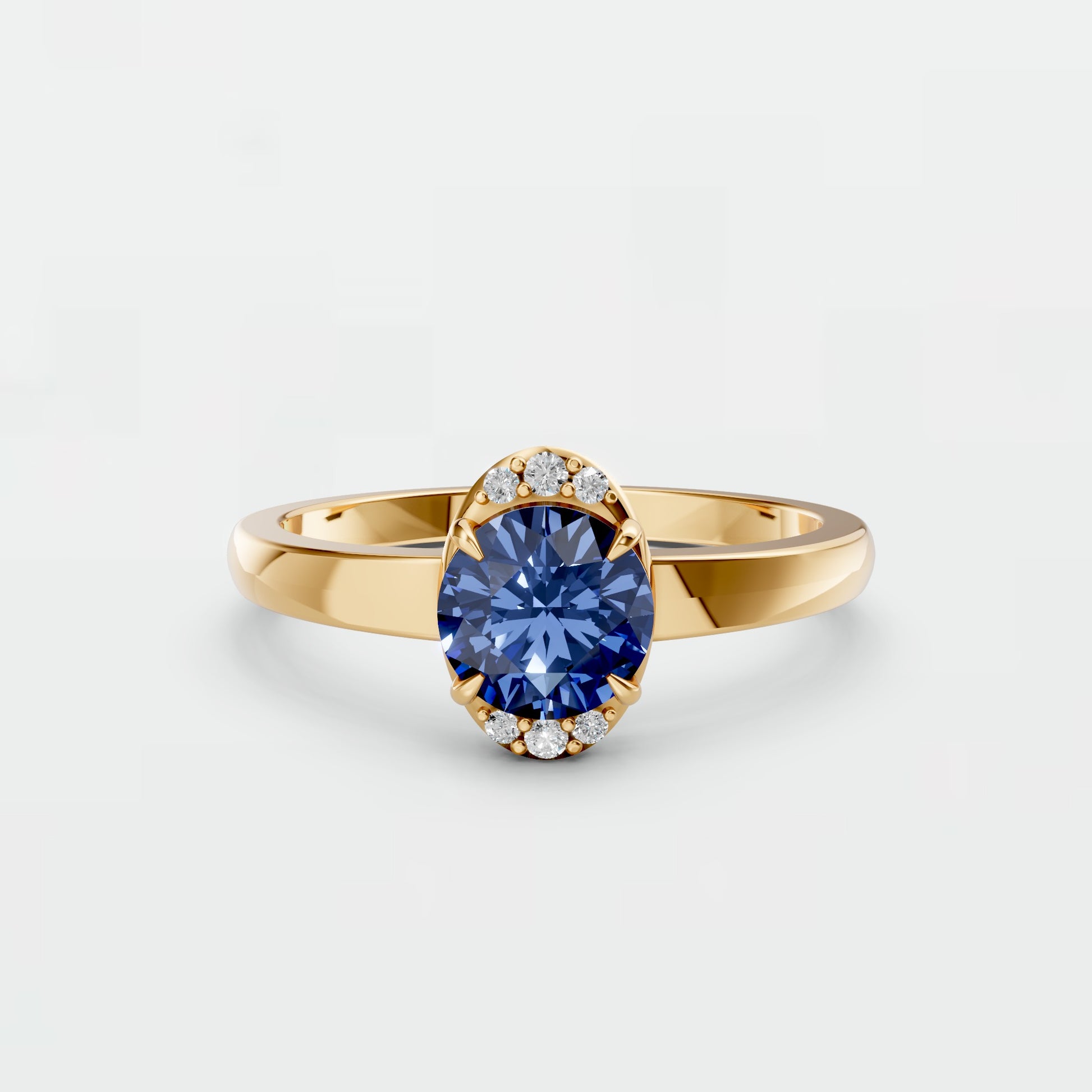 0.83 CT Oval Blue Lab Diamond Ring – Promise Gift for Her