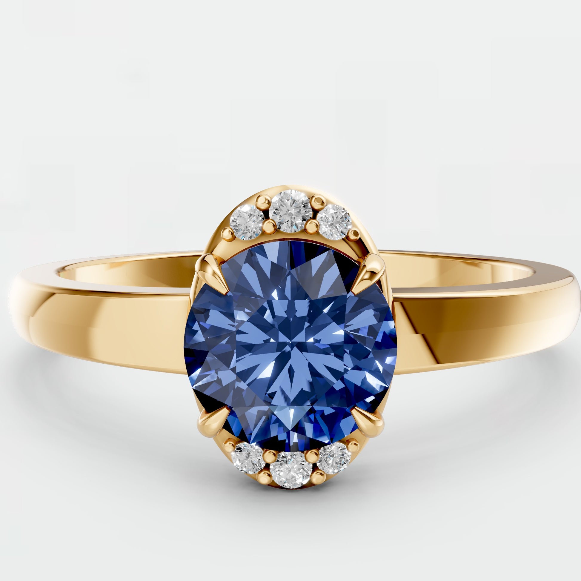 0.83 CT Oval Blue Lab Diamond Ring – Promise Gift for Her