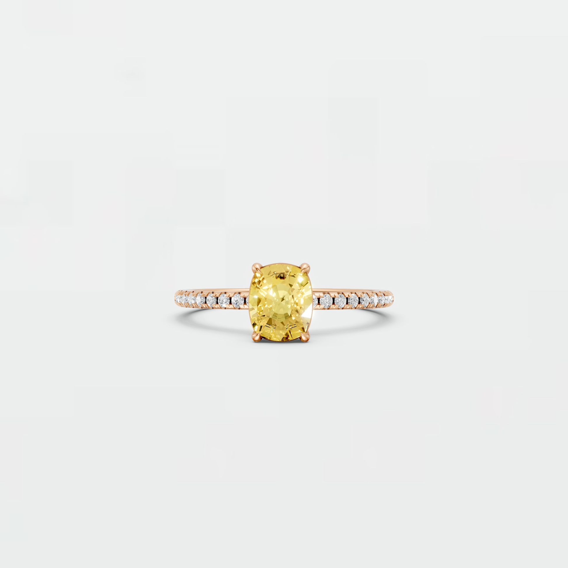 1.18 Ctw Cushion Cut Lab Yellow Diamond Hidden Halo Engagement Ring in 14K Yellow Gold