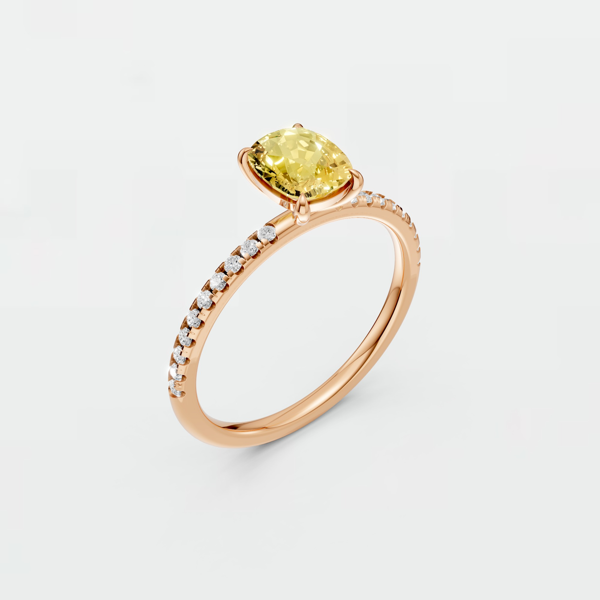1.18 Ctw Cushion Cut Lab Yellow Diamond Hidden Halo Engagement Ring in 14K Yellow Gold