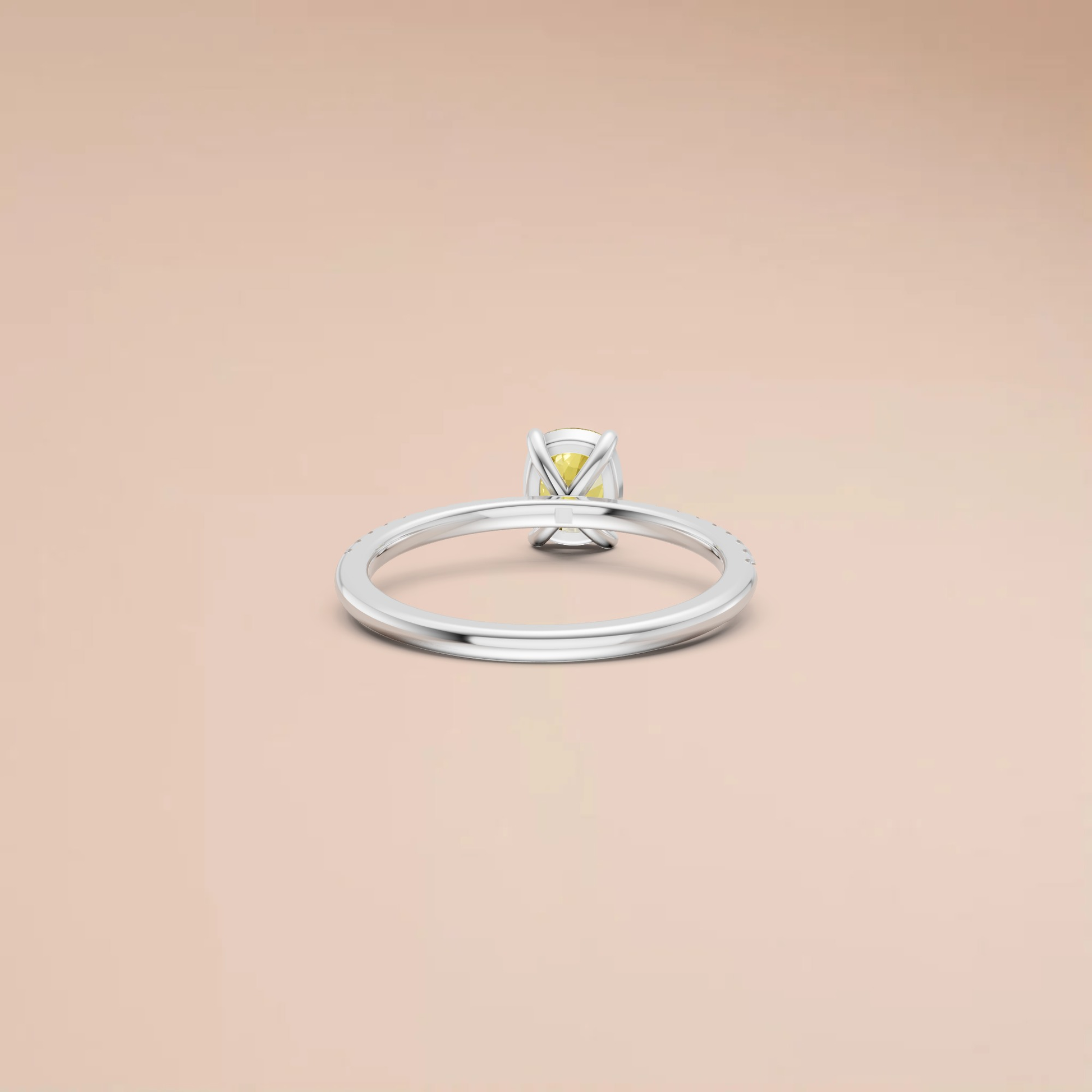 1.18 Ctw Cushion Cut Lab Yellow Diamond Hidden Halo Engagement Ring in 14K Yellow Gold
