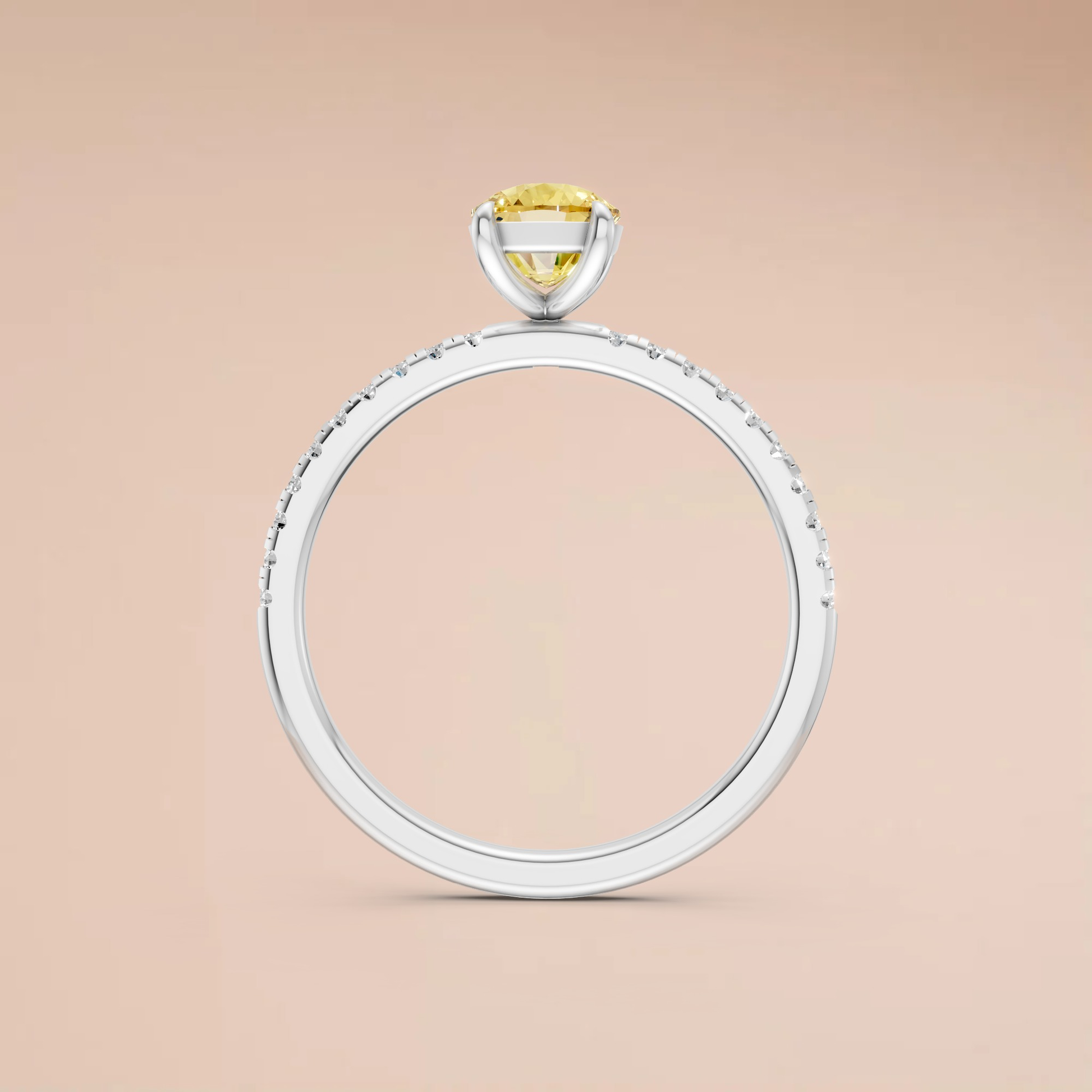 1.18 Ctw Cushion Cut Lab Yellow Diamond Hidden Halo Engagement Ring in 14K Yellow Gold