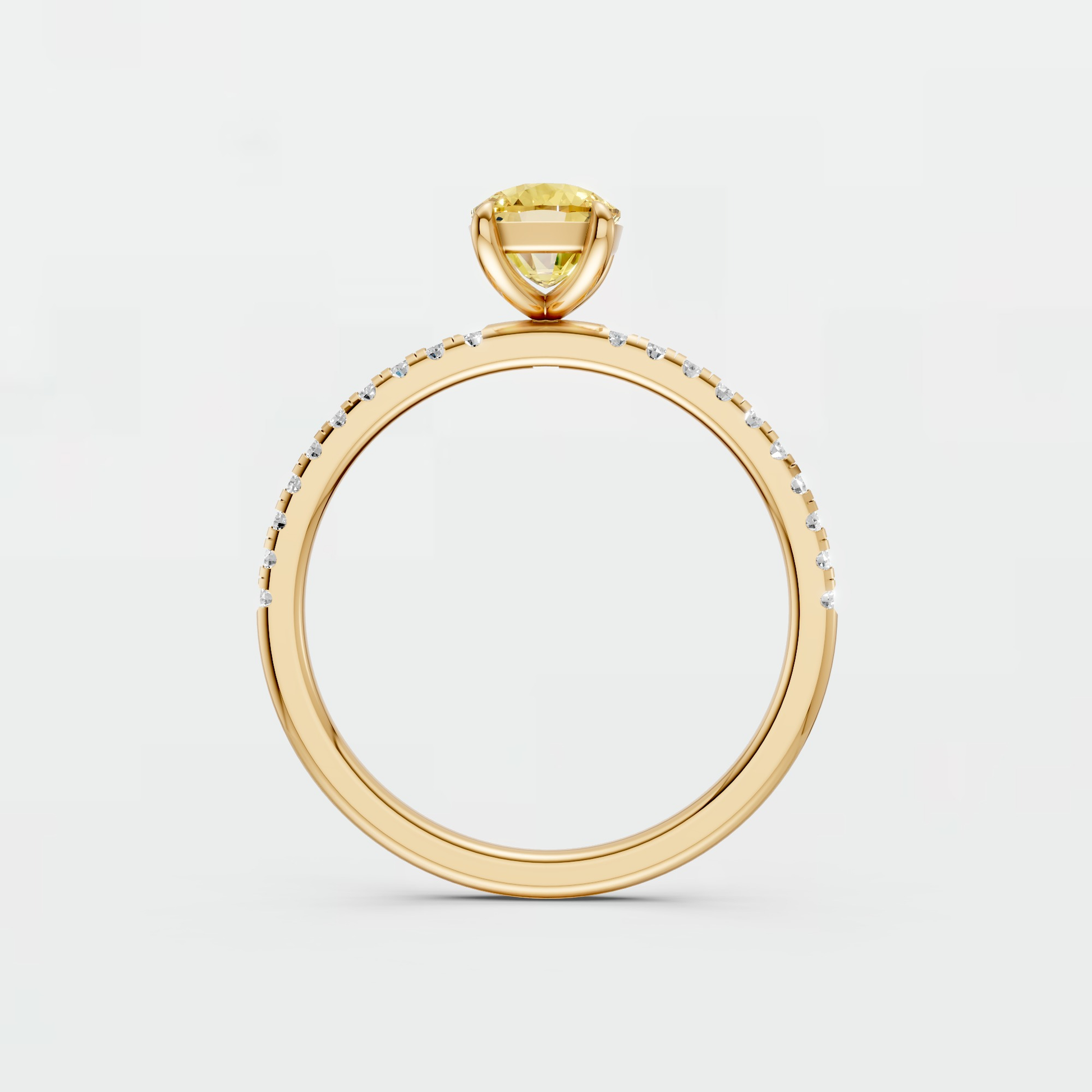 1.18 Ctw Cushion Cut Lab Yellow Diamond Hidden Halo Engagement Ring in 14K Yellow Gold
