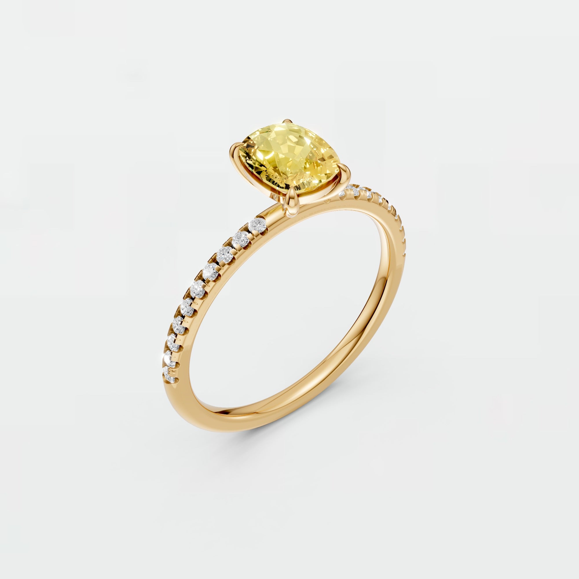 1.18 Ctw Cushion Cut Lab Yellow Diamond Hidden Halo Engagement Ring in 14K Yellow Gold