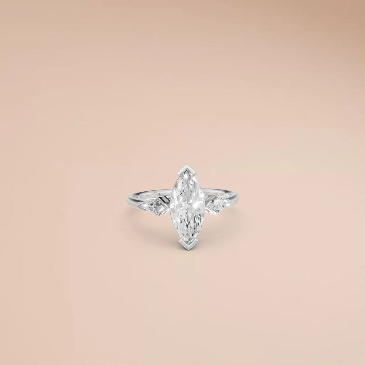 Marquise Cut Three Stone Diamond Engagement Ring