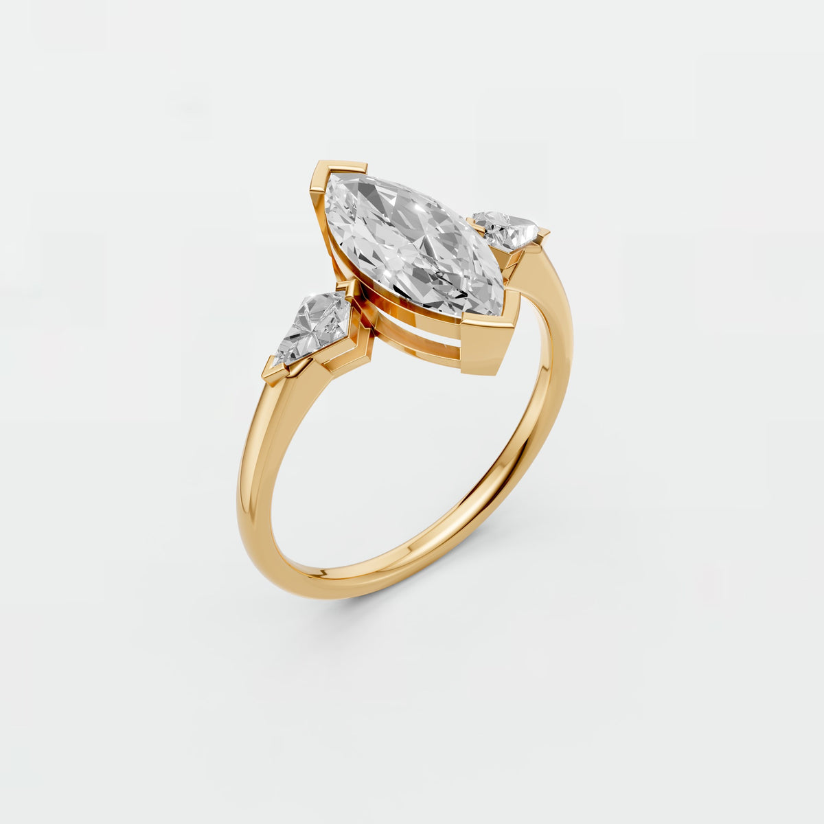 Marquise Cut Three Stone Diamond Engagement Ring