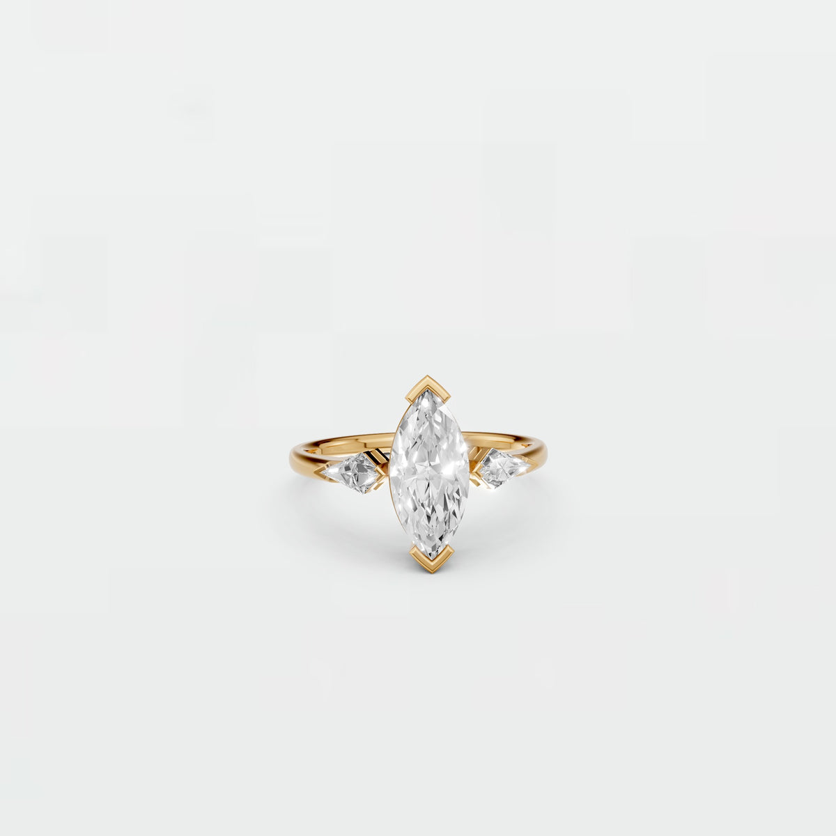 Marquise Cut Three Stone Diamond Engagement Ring