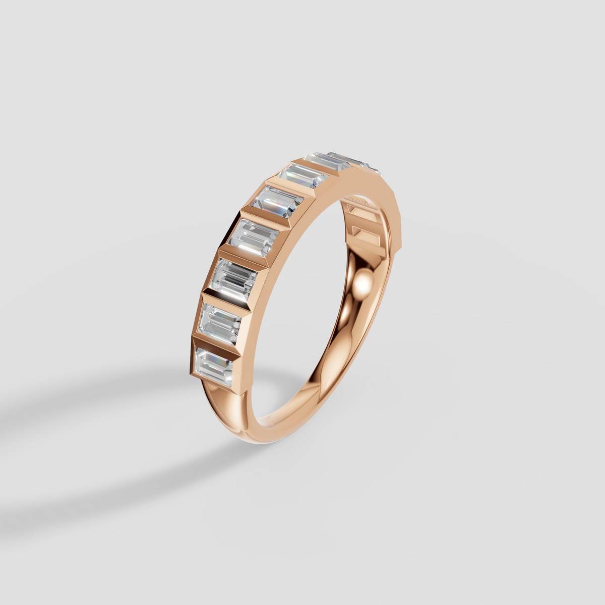 Baguette Diamond Channel Set Band Ring in Solid Gold