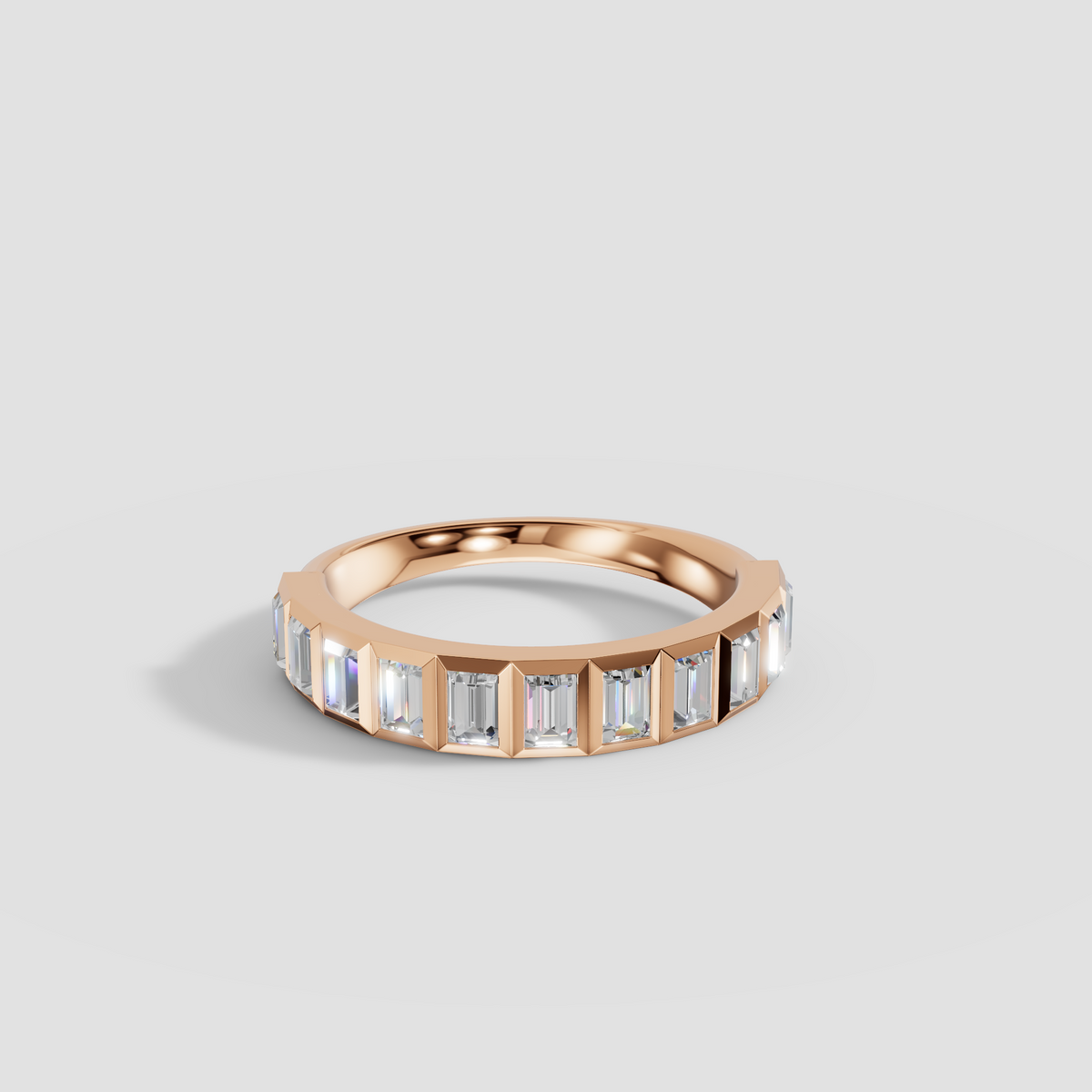 Baguette Diamond Channel Set Band Ring in Solid Gold