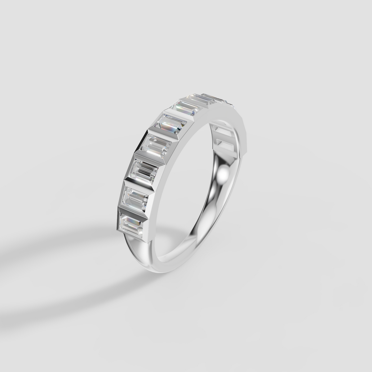 Baguette Diamond Channel Set Band Ring in Solid Gold