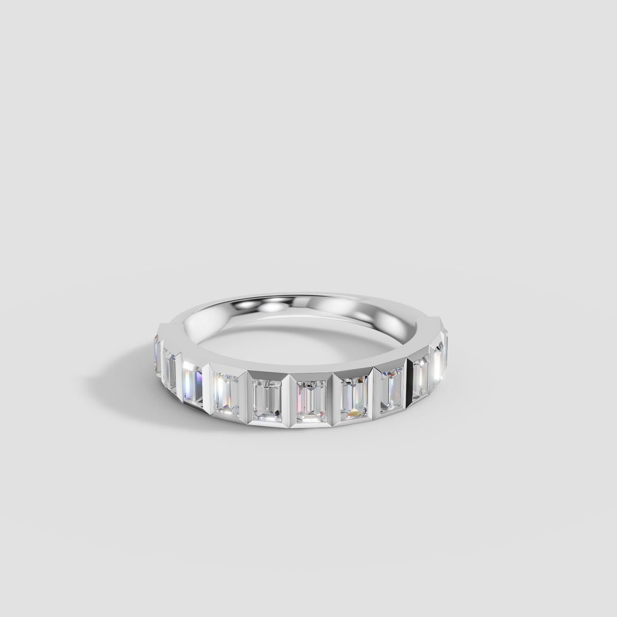 Baguette Diamond Channel Set Band Ring in Solid Gold