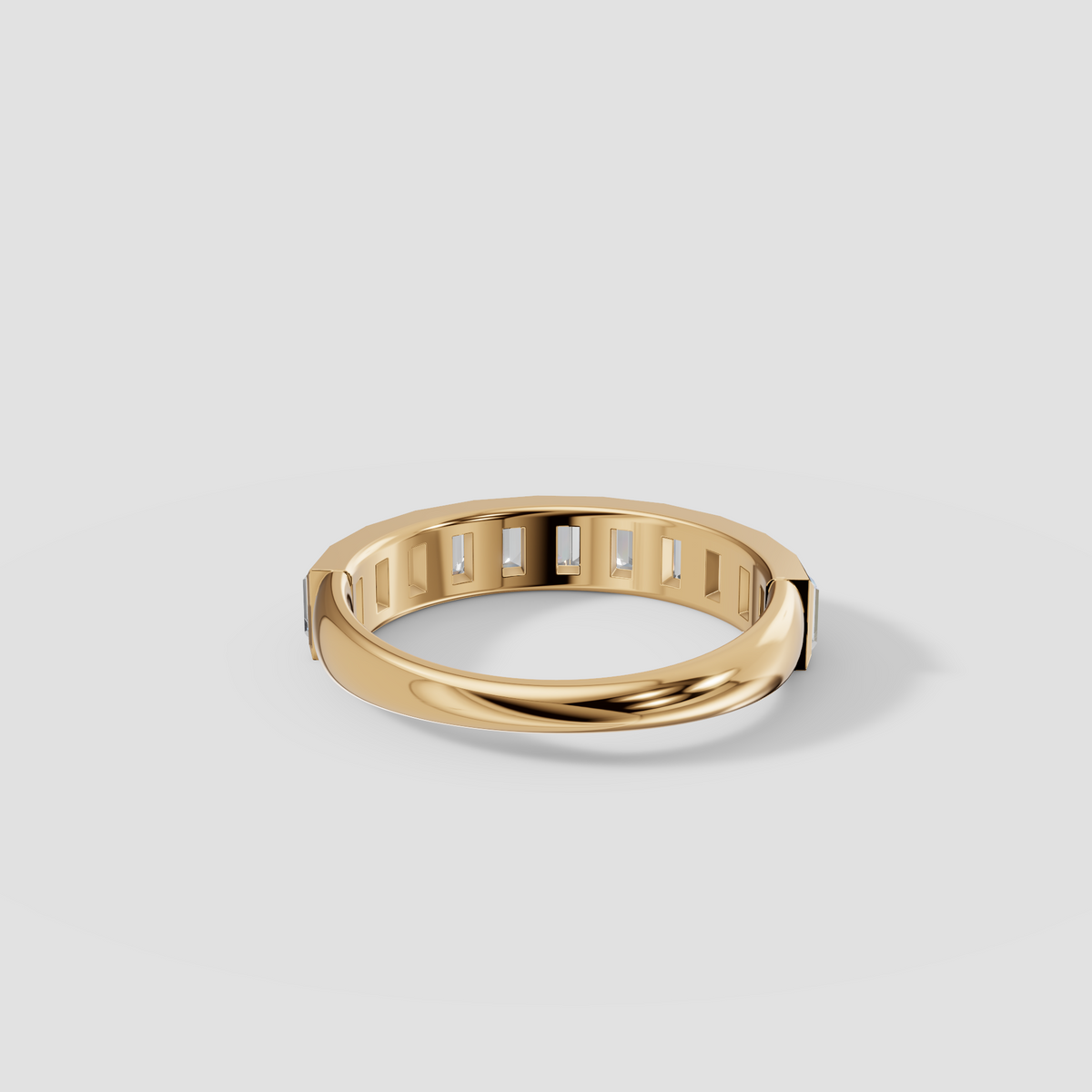 Baguette Diamond Channel Set Band Ring in Solid Gold